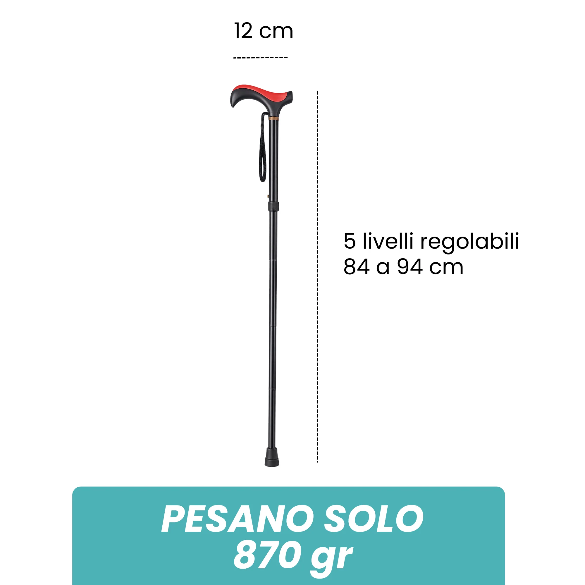 Bastone Pieghevole per Adulti e Anziani Portatile da Viaggio - Image 4