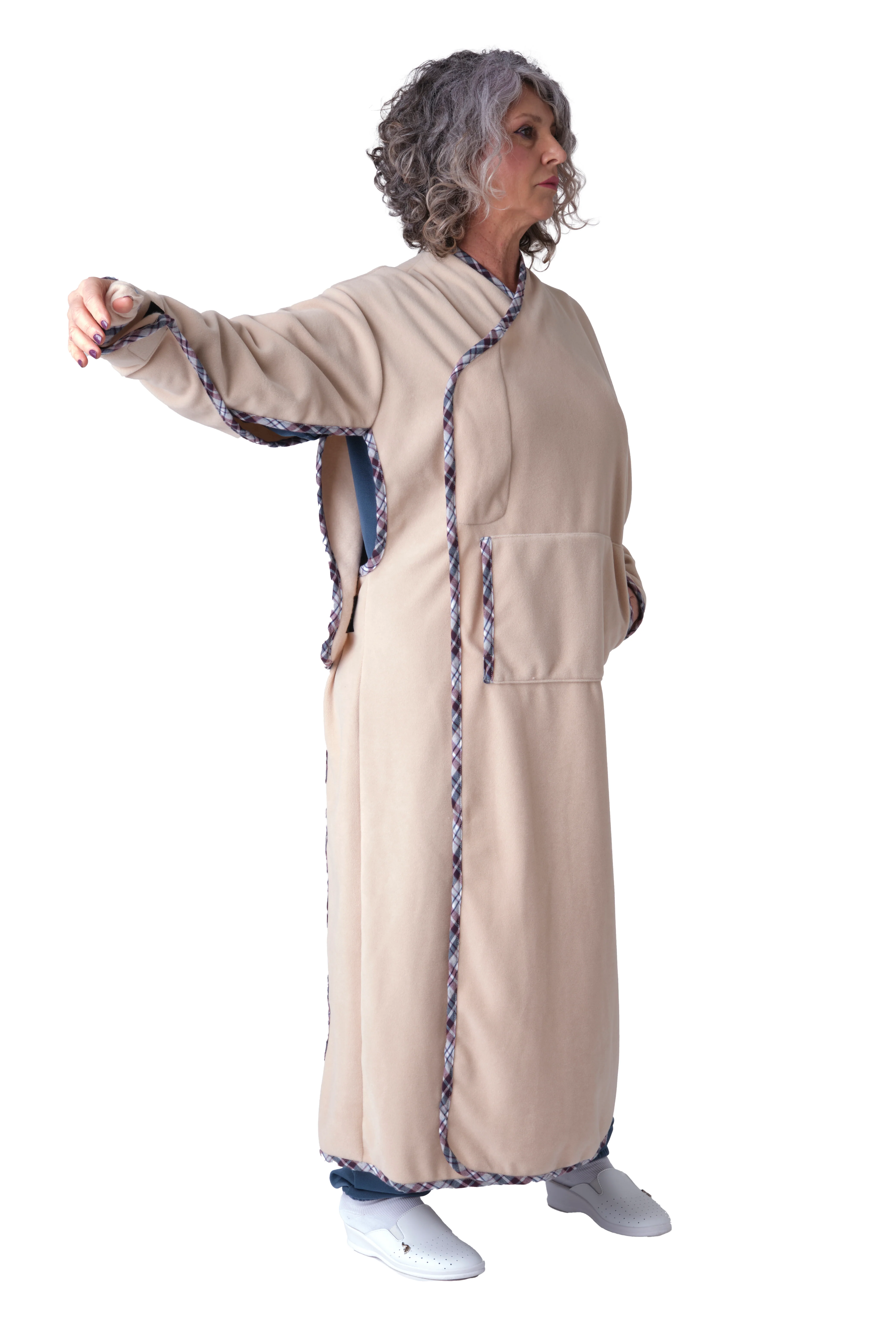 Mantella - Coperta Indossabile - Coperta in pile con maniche e tasche - Unisex Autunno/Inverno multifunzione - comfort, praticità e sicurezza - Image 6