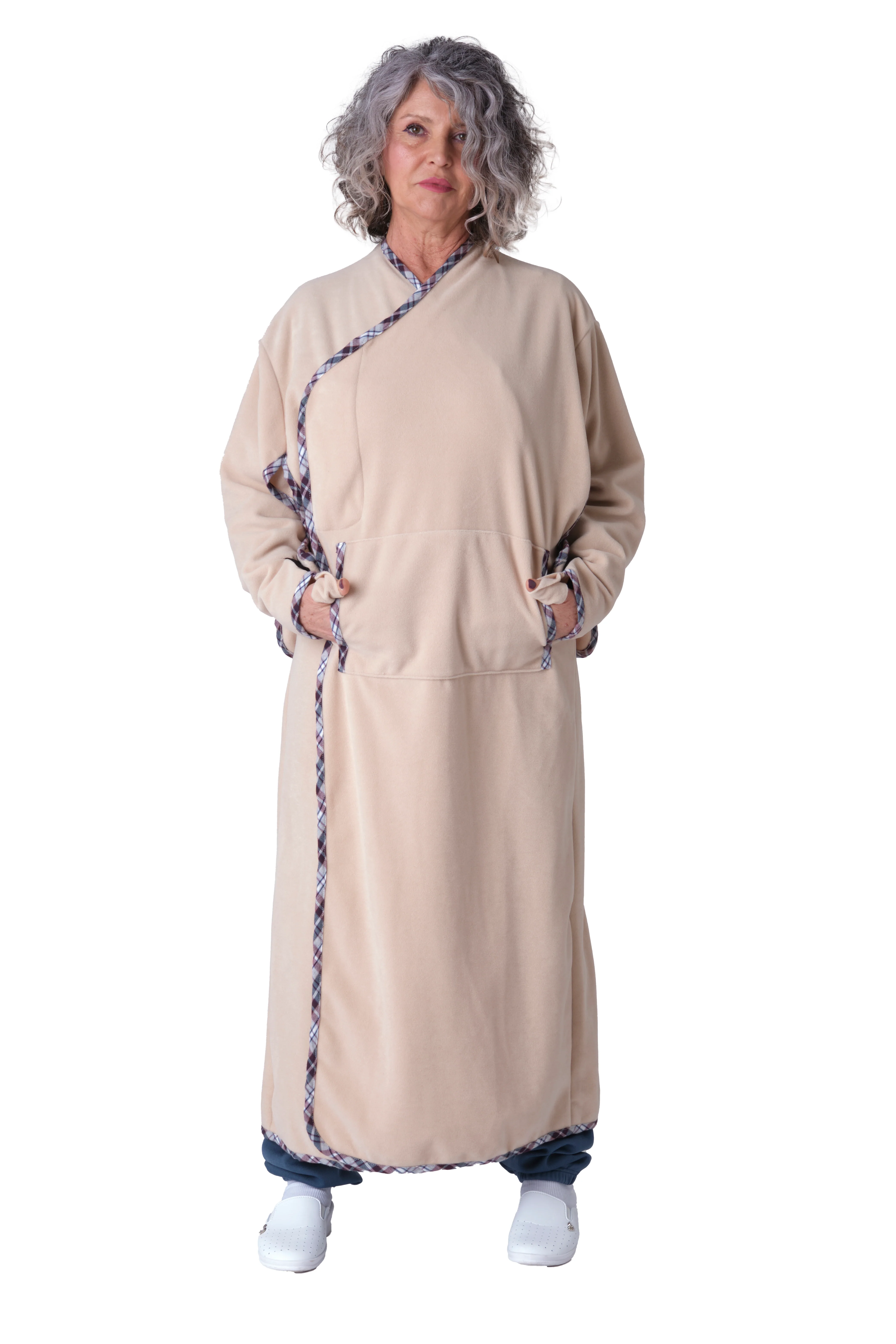 Mantella - Coperta Indossabile - Coperta in pile con maniche e tasche - Unisex Autunno/Inverno multifunzione - comfort, praticità e sicurezza - Image 7