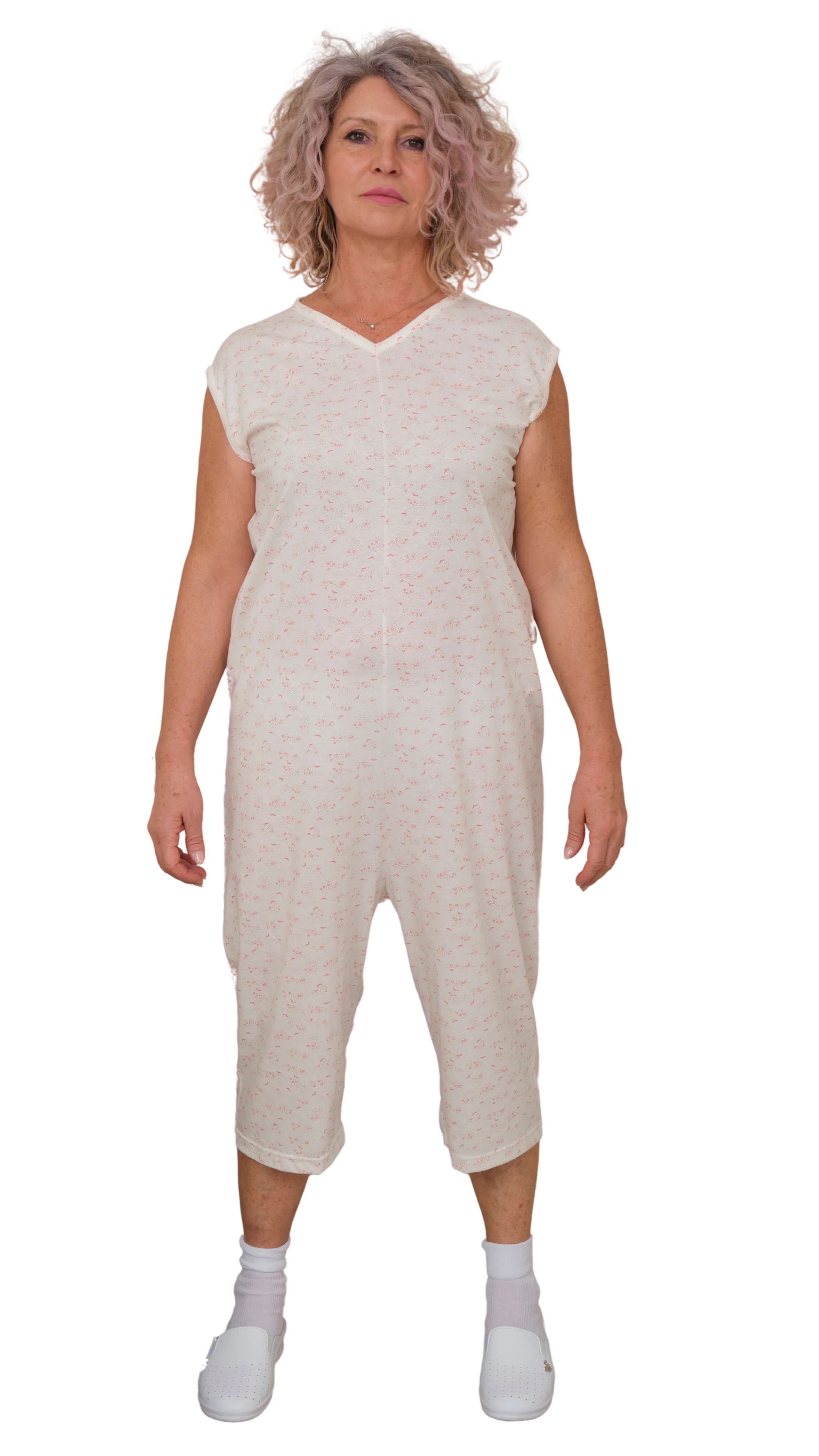 Pigiama Sanitario estivo smanicato pantalone corto e cerniera continua interno gamba 100% cotone - 9012/8