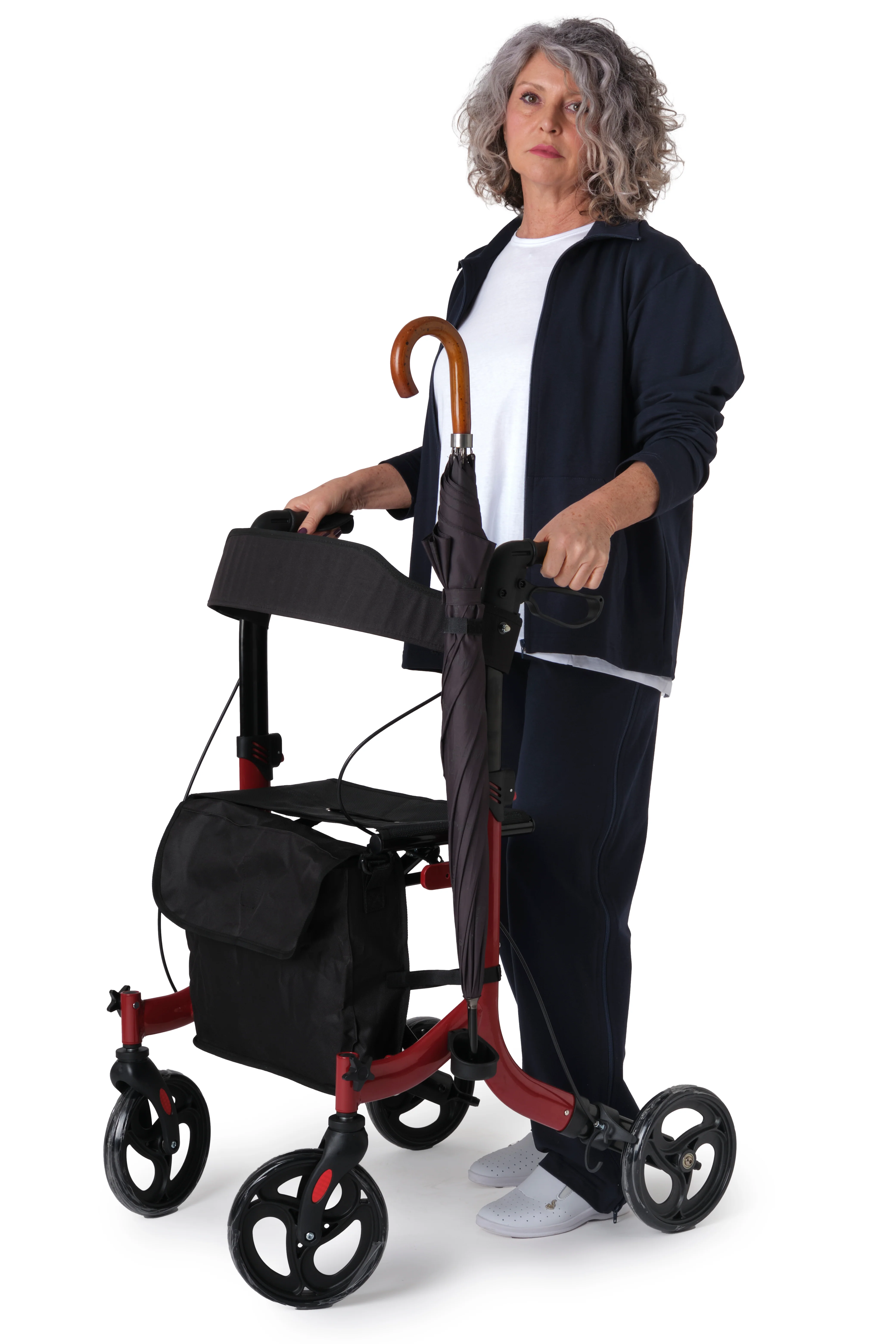 Deambulatore con Freni Pieghevole Regolabile Compatto in Alluminio, Girello per Anziani, - Cesto portaoggetti, 4 Ruote, Rollator - VITAWALK PRO SC5023B - Image 6