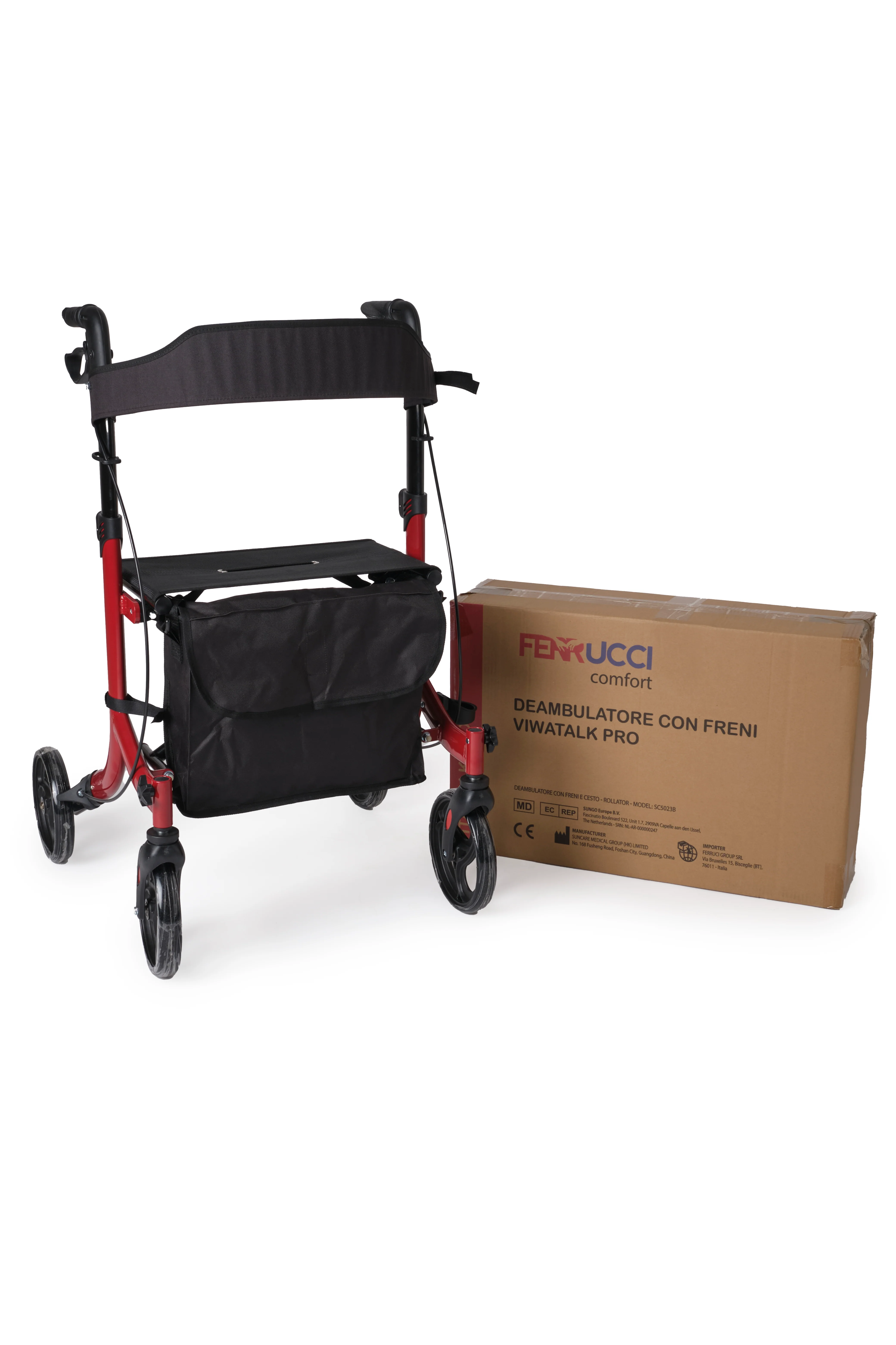 Deambulatore con Freni Pieghevole Regolabile Compatto in Alluminio, Girello per Anziani, - Cesto portaoggetti, 4 Ruote, Rollator - VITAWALK PRO SC5023B - Image 7