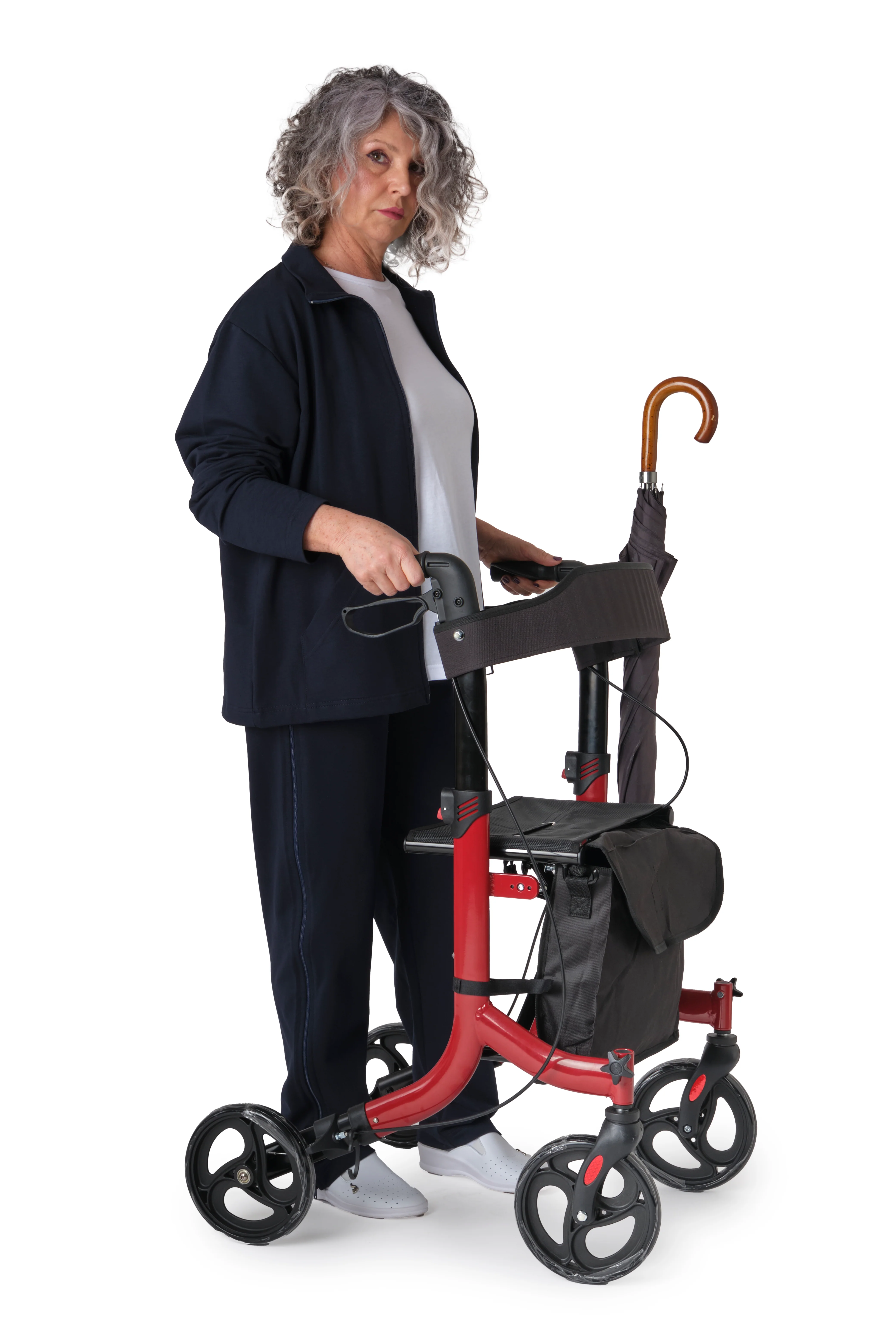 Deambulatore con Freni Pieghevole Regolabile Compatto in Alluminio, Girello per Anziani, - Cesto portaoggetti, 4 Ruote, Rollator - VITAWALK PRO SC5023B - Image 8