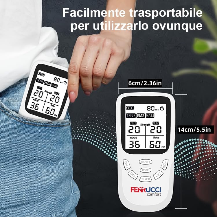 Elettrostimolatore Muscolare TENS, EMS, Massaggiatore 3-in-1, 4 Pads Inclusi, per Sollievo dal Dolore, Relax, 36 mobalità, 20 livelli di intensità, Trattamento Schiena, Collo, Articolazioni, Sciatica - Image 4