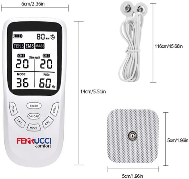 Elettrostimolatore Muscolare TENS, EMS, Massaggiatore 3-in-1, 4 Pads Inclusi, per Sollievo dal Dolore, Relax, 36 mobalità, 20 livelli di intensità, Trattamento Schiena, Collo, Articolazioni, Sciatica - Image 5