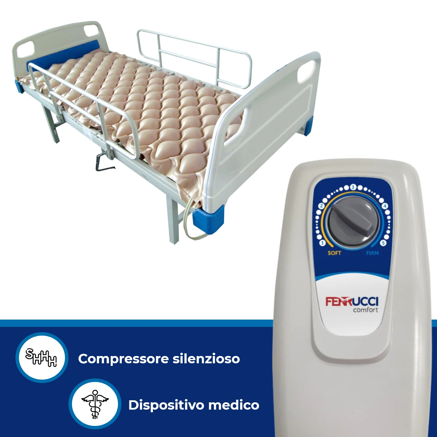 Materasso antidecubito FERRUCCI COMFORT con compressore a ciclo alternato - Dispositivo medico classe I Marcatura CE - Image 3