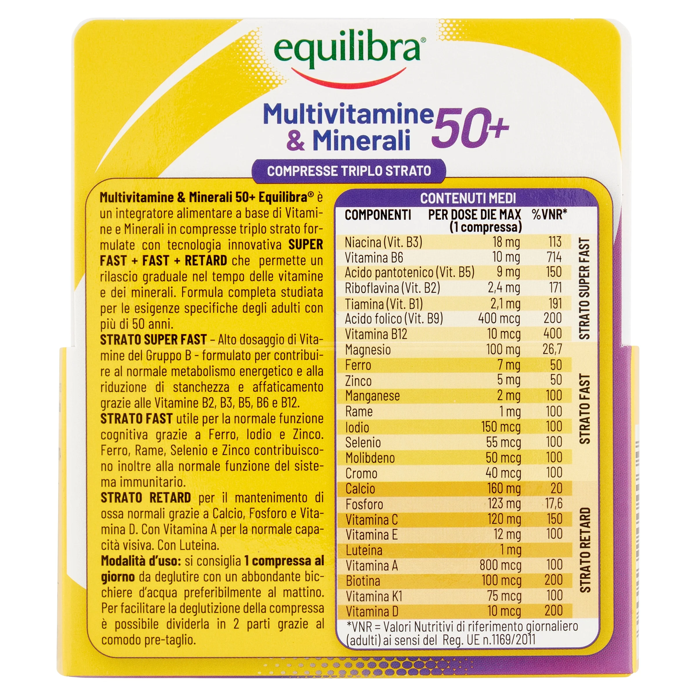Multivitamine e Minerali 50+ - Integratore con 13 Vitamine e 11 Minerali Compresse triplo strato - Image 4