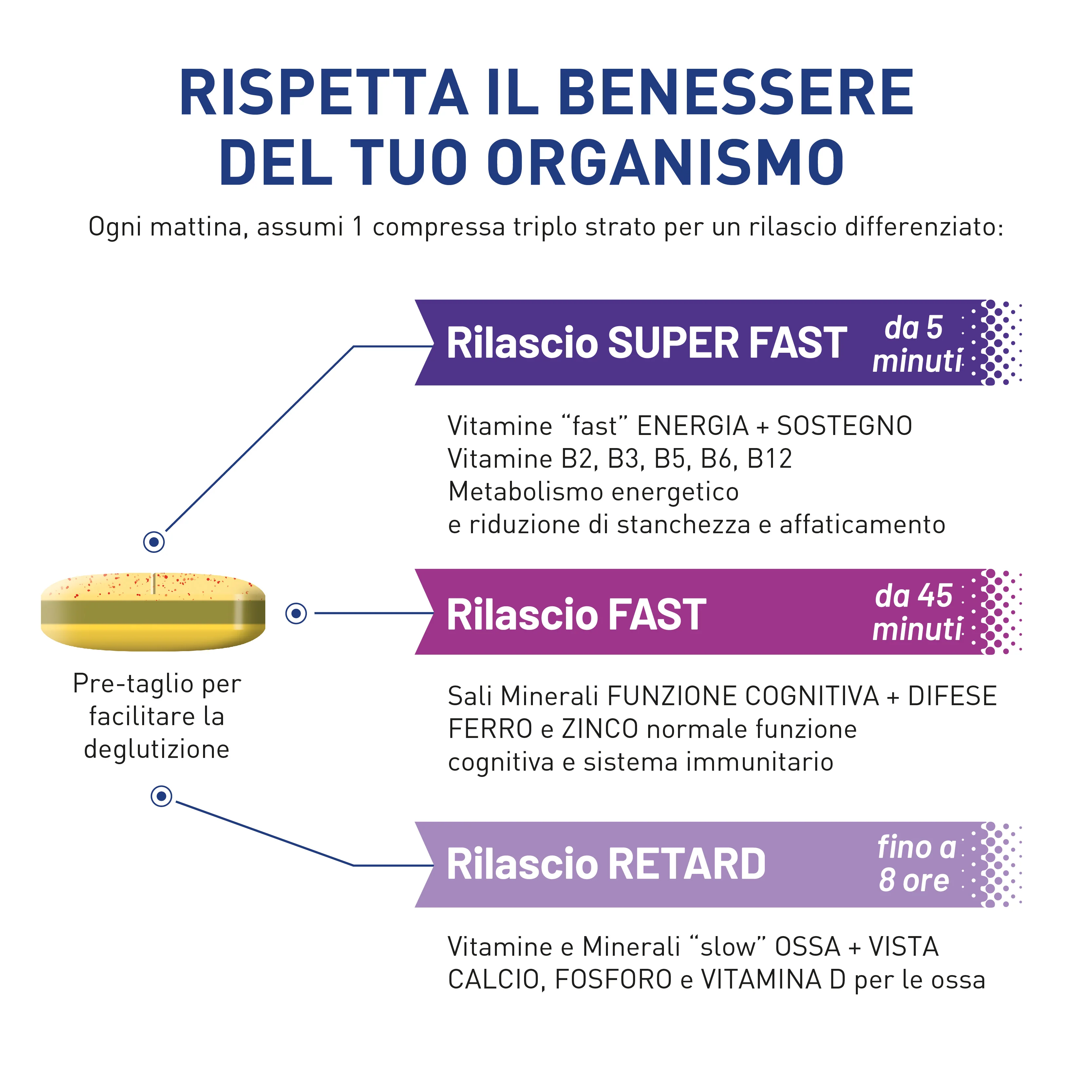 Multivitamine e Minerali 50+ - Integratore con 13 Vitamine e 11 Minerali Compresse triplo strato - Image 8