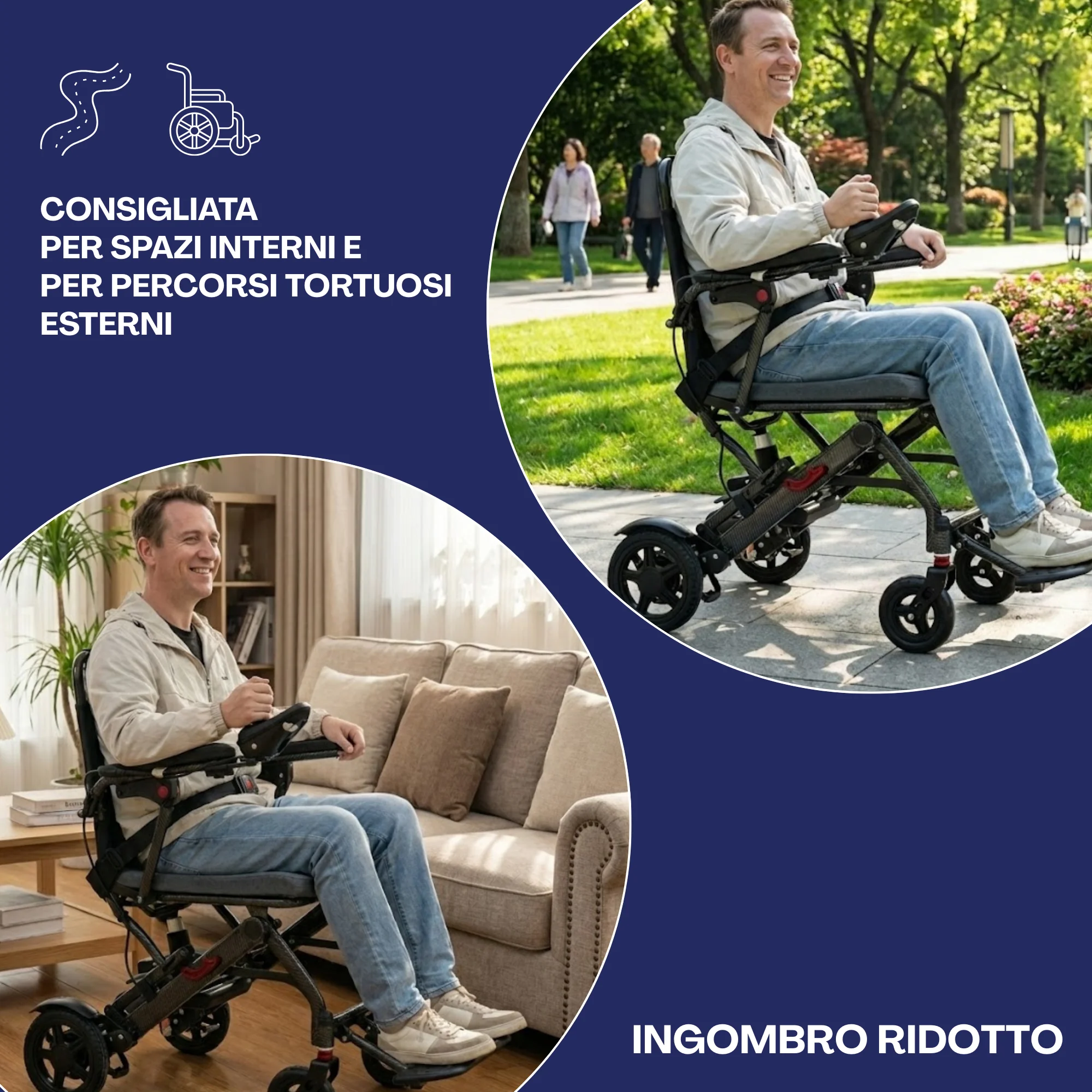 Sedia a Rotelle Elettrica Pieghevole Leggera Ingombro Ridotto - Batteria a litio, Carrozzina Automatica da Viaggio - Image 8