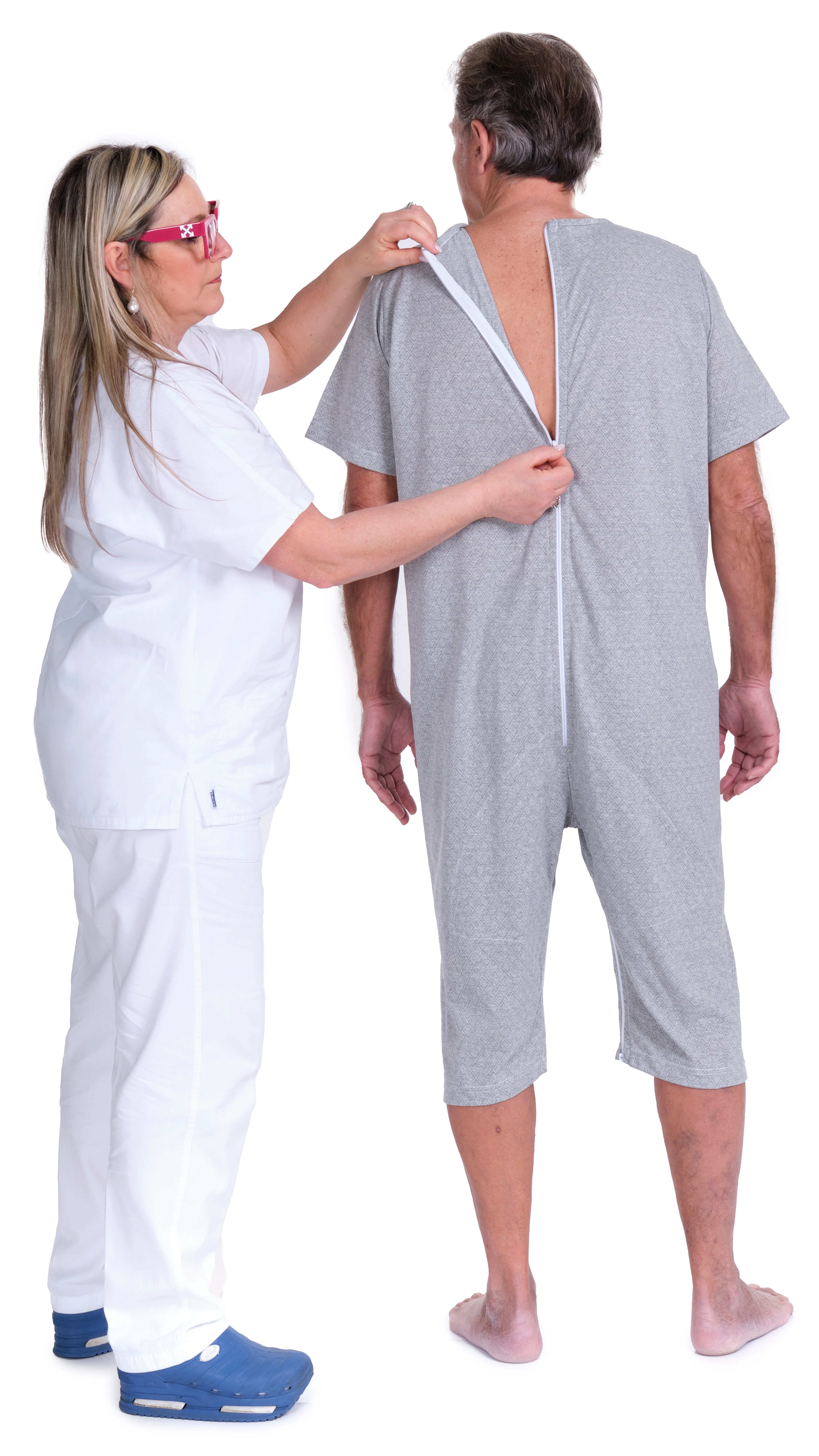 Pigiama Sanitario a manica corta e pantalone corto con 2 zip misto cotone poliestere - 9008/6 - Image 3