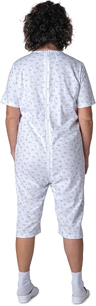 Pigiama Sanitario Girocollo Manica Corta Pantalone Corto per Anziani, Incontinenza, Alzheimer, Demenza, 100% Cotone Leggero - 9017 MC PC - Image 10