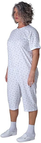 Pigiama Sanitario Girocollo Manica Corta Pantalone Corto per Anziani, Incontinenza, Alzheimer, Demenza, 100% Cotone Leggero - 9017 MC PC - Image 11