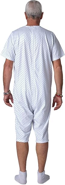 Pigiama Sanitario Girocollo Manica Corta Pantalone Corto per Anziani, Incontinenza, Alzheimer, Demenza, 100% Cotone Leggero - 9017 MC PC - Image 5
