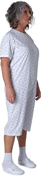 Pigiama Sanitario Girocollo Manica Corta Pantalone Corto per Anziani, Incontinenza, Alzheimer, Demenza, 100% Cotone Leggero - 9017 MC PC - Image 8