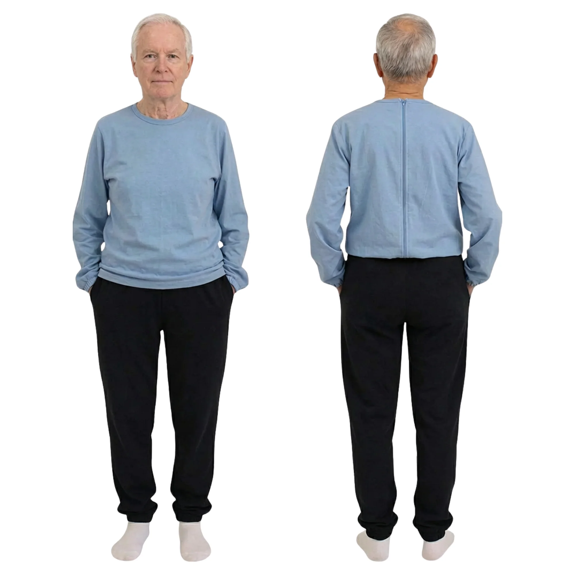 Pigiama Sanitario Invernale Intero Bicolore Felpato Unisex con Zip Posteriore | Tutone Intero per Anziani, Alzheimer | Ferrucci Comfort - 9023-F - Image 11