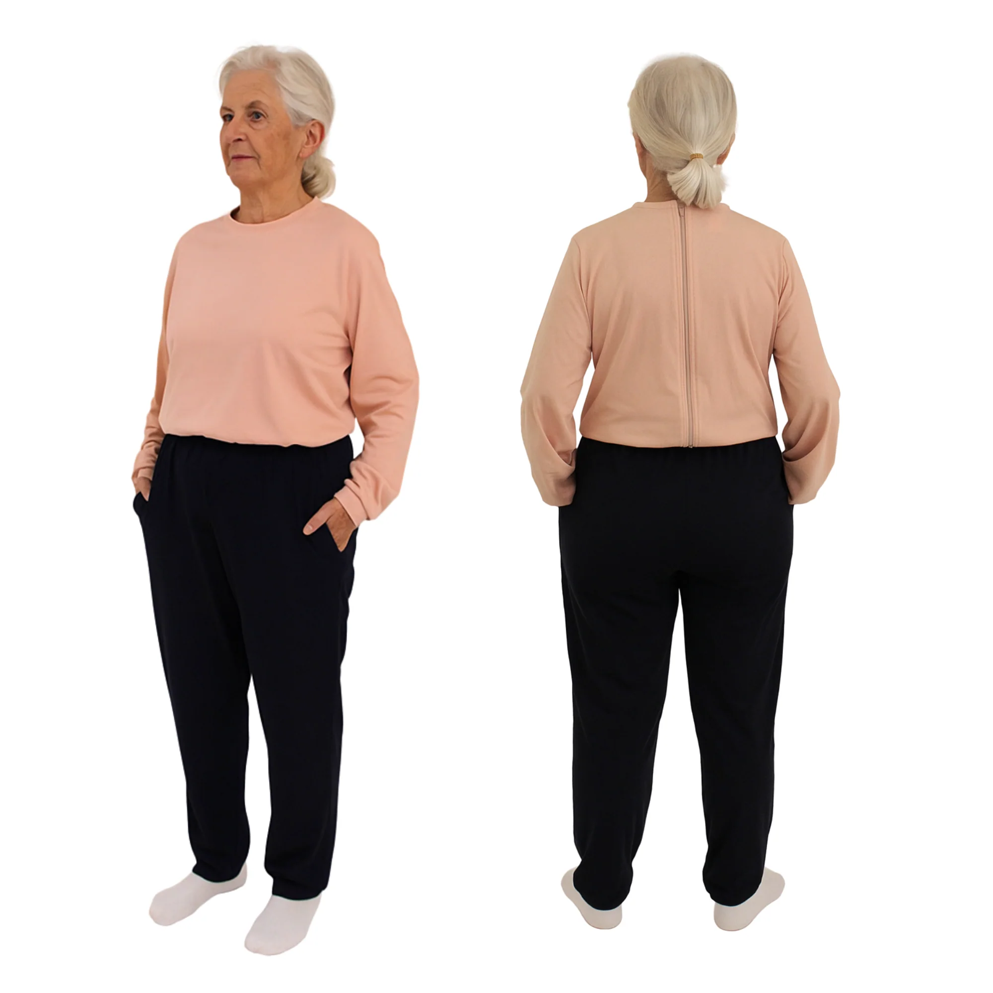 Pigiama Sanitario Invernale Intero Bicolore Felpato Unisex con Zip Posteriore | Tutone Intero per Anziani, Alzheimer | Ferrucci Comfort - 9023-F - Image 4