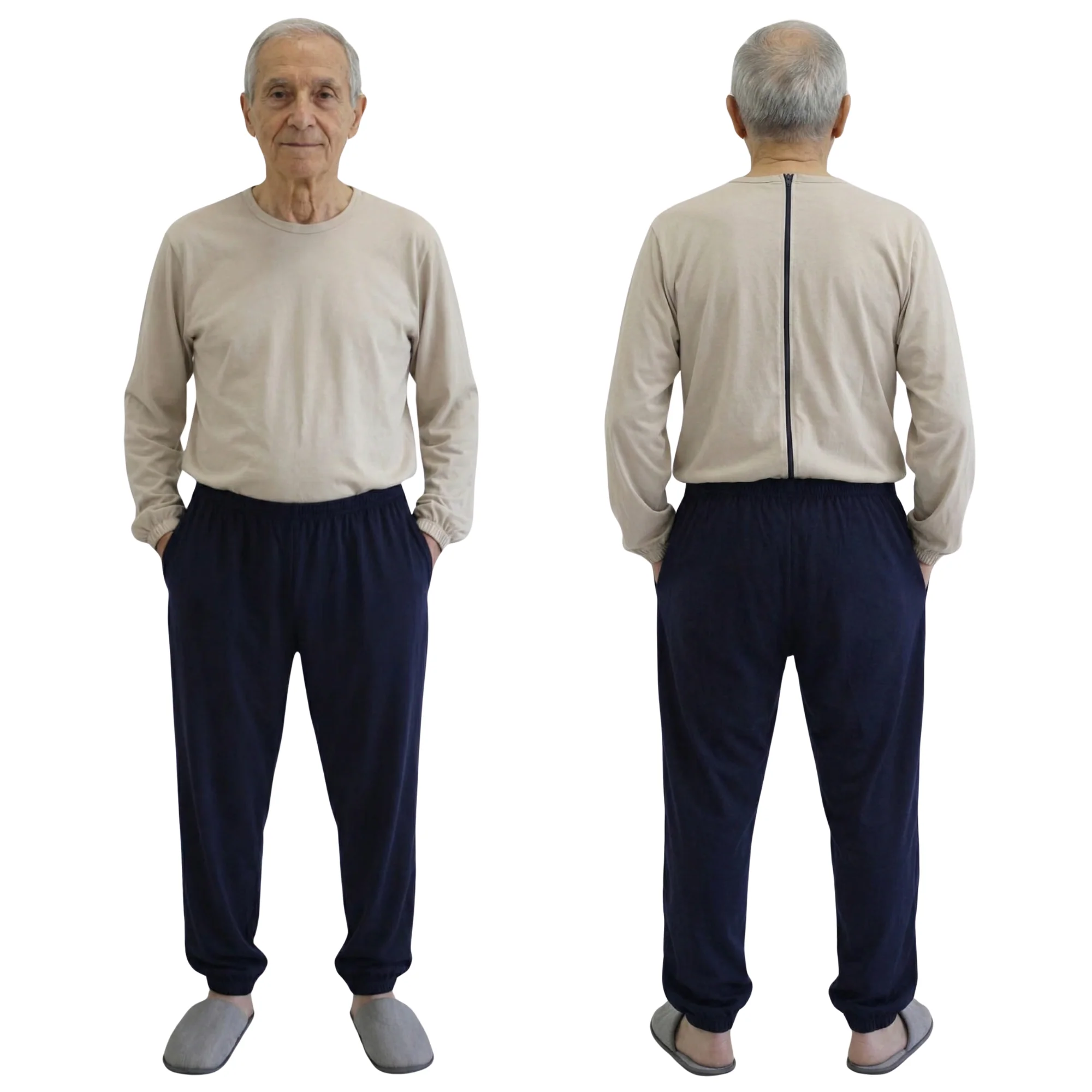 Pigiama Sanitario Invernale Intero Bicolore Felpato Unisex con Zip Posteriore | Tutone Intero per Anziani, Alzheimer | Ferrucci Comfort - 9023-F - Image 6