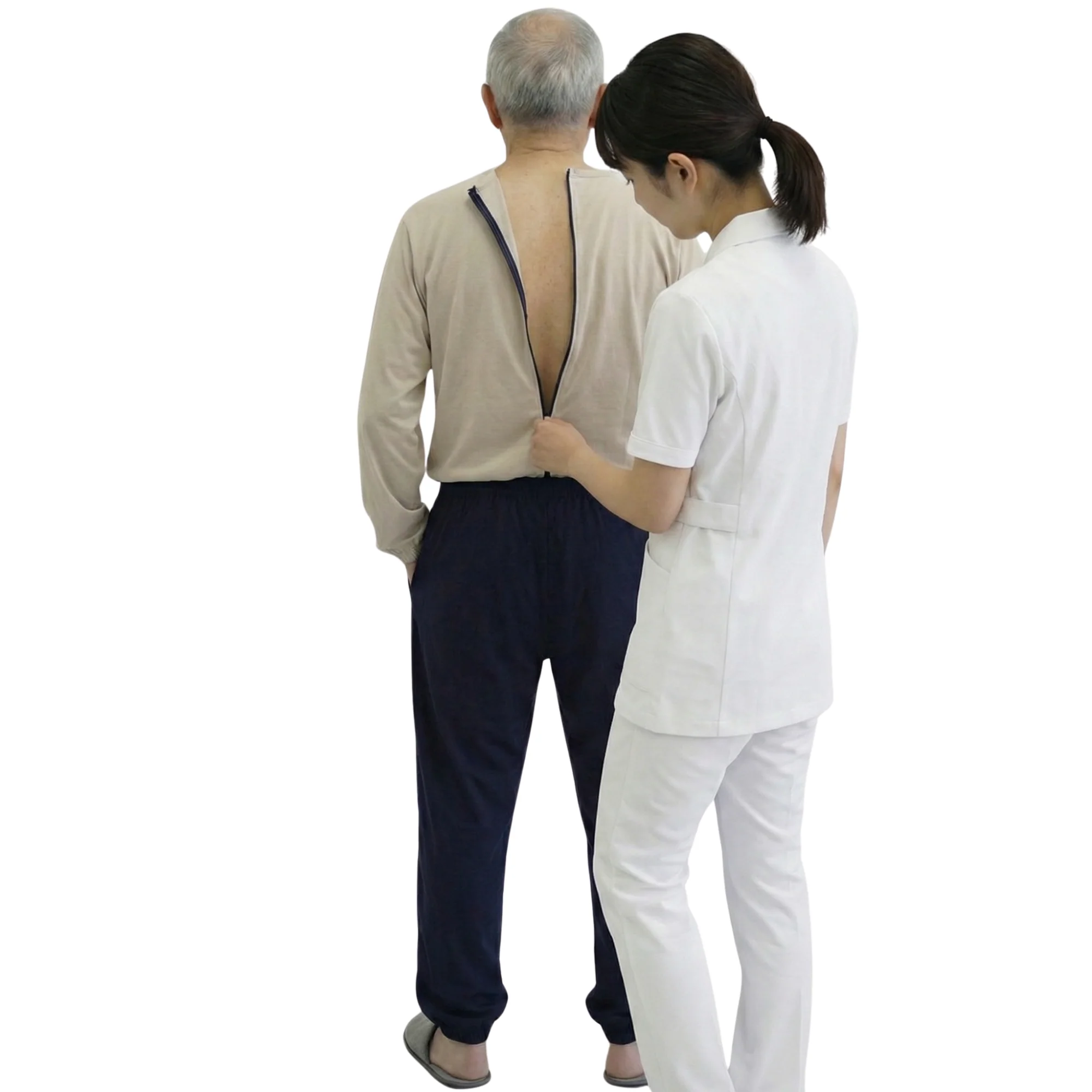 Pigiama Sanitario Invernale Intero Bicolore Felpato Unisex con Zip Posteriore | Tutone Intero per Anziani, Alzheimer | Ferrucci Comfort - 9023-F - Image 7