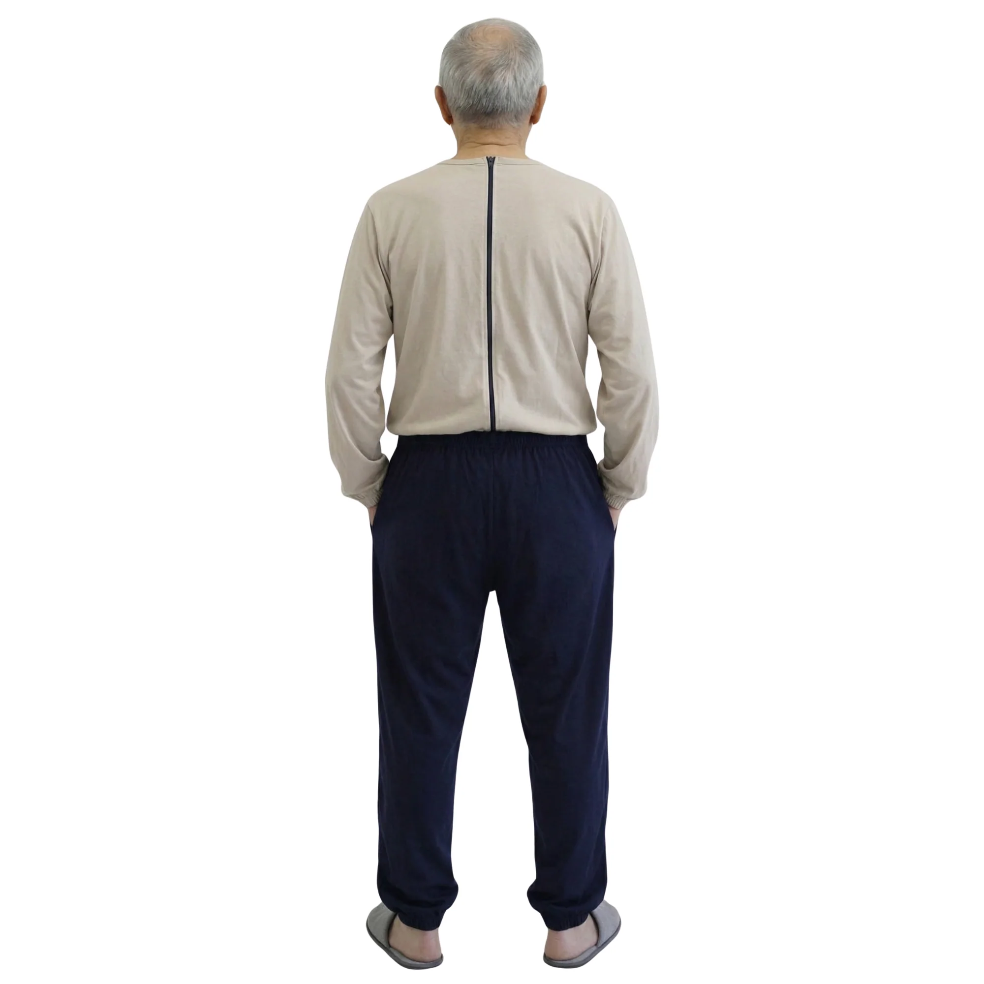 Pigiama Sanitario Invernale Intero Bicolore Felpato Unisex con Zip Posteriore | Tutone Intero per Anziani, Alzheimer | Ferrucci Comfort - 9023-F - Image 8