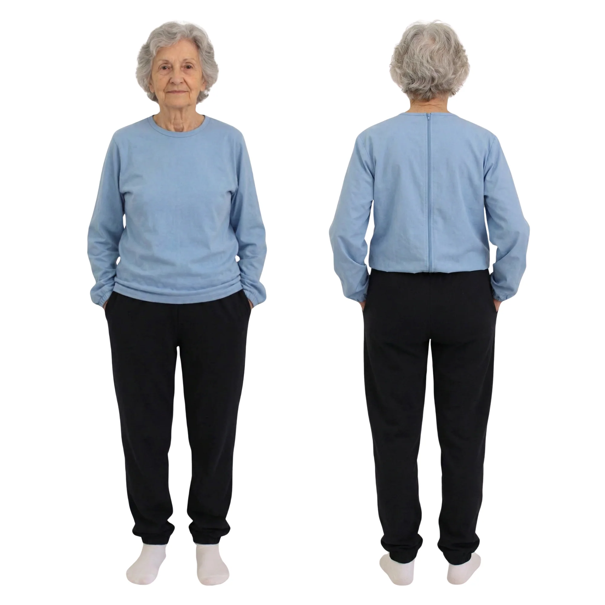 Pigiama Sanitario Invernale Intero Bicolore Felpato Unisex con Zip Posteriore | Tutone Intero per Anziani, Alzheimer | Ferrucci Comfort - 9023-F - Image 9