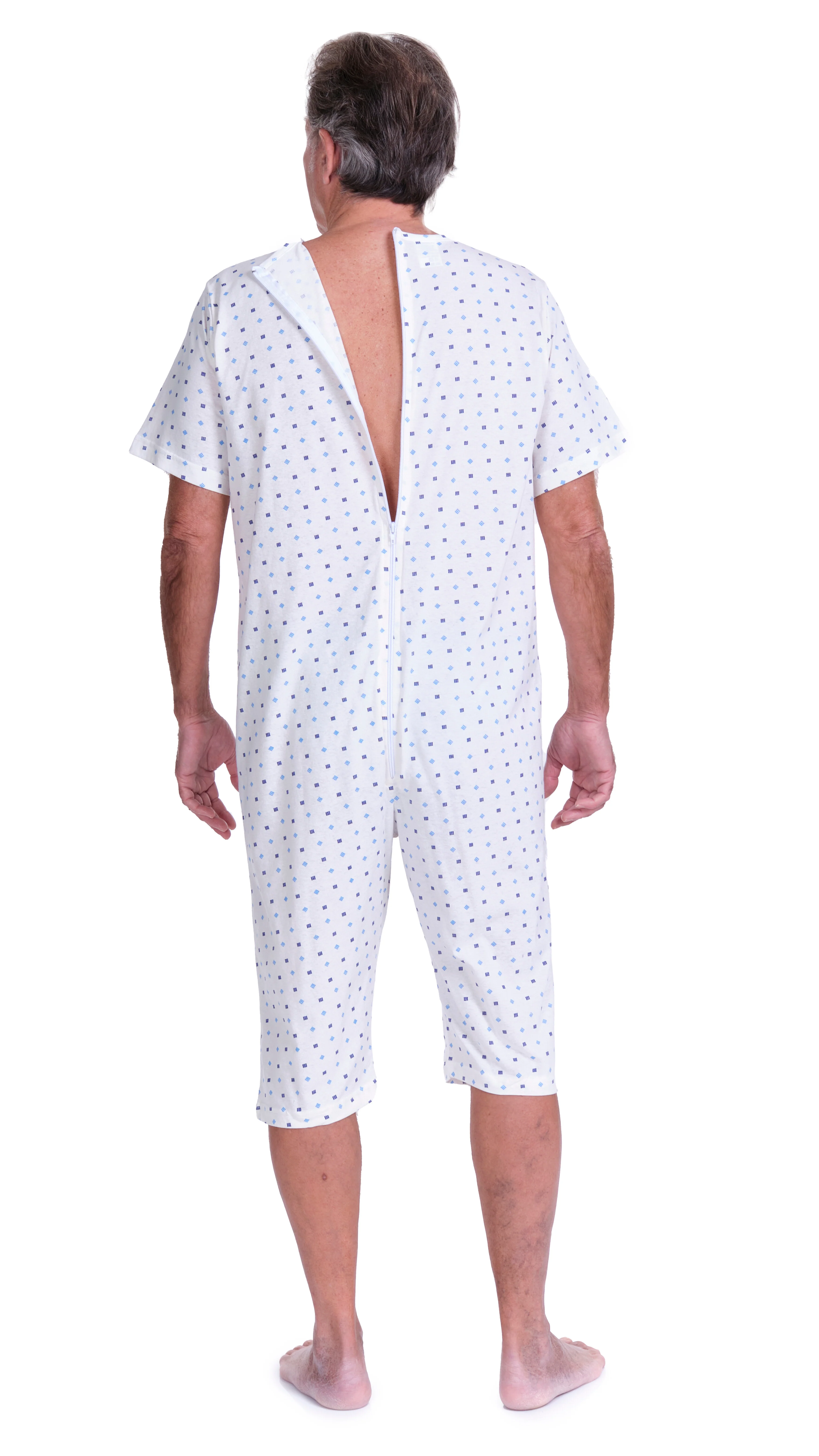 Pigiama Sanitario Corto Unisex Estivo in Cotone con Zip Posteriore, manica corta e pantalone corto | per Anziani, Alzheimer | Ferrucci Comfort 9012/5 - Image 3