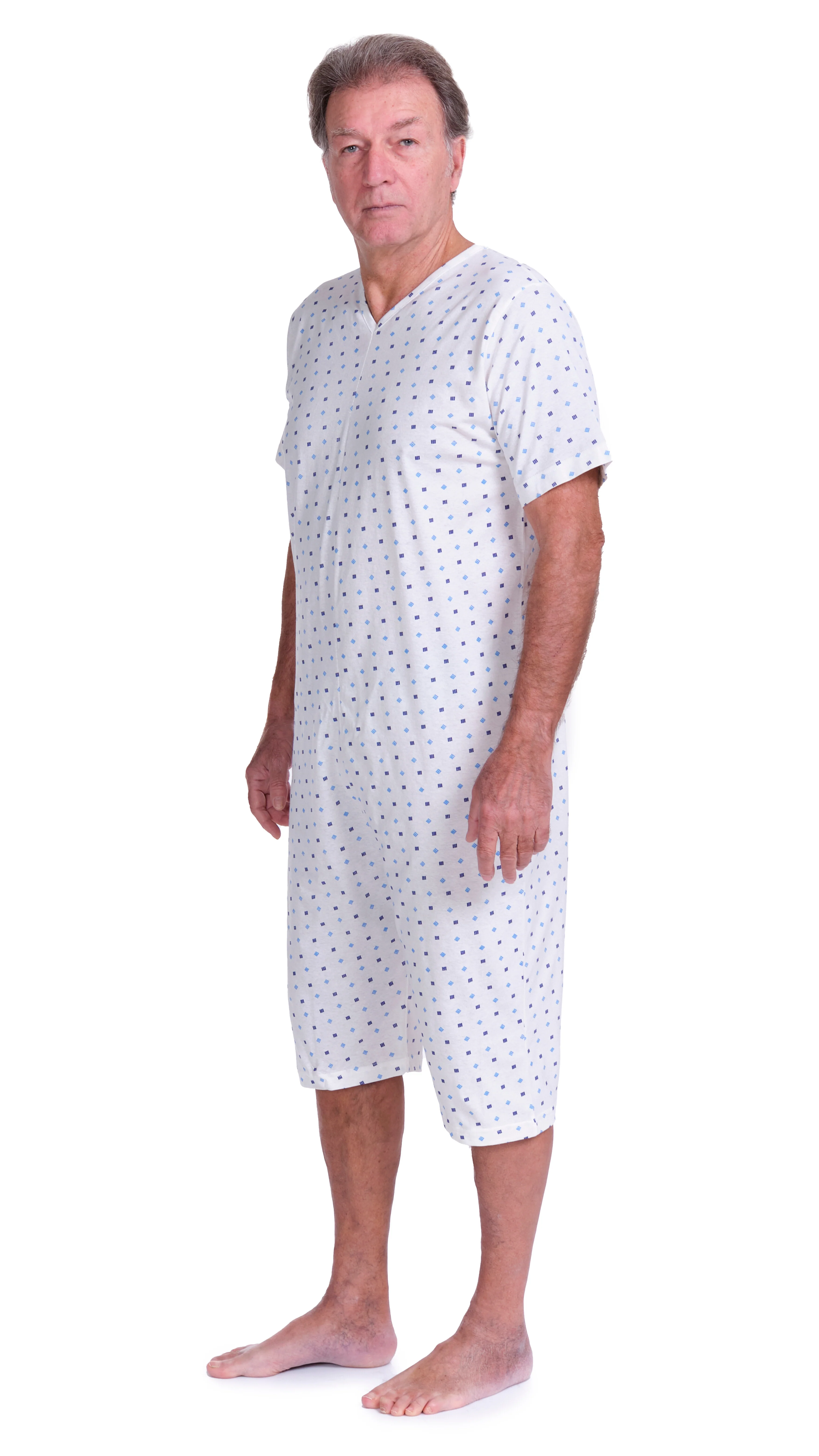 Pigiama Sanitario Corto Unisex Estivo in Cotone con Zip Posteriore, manica corta e pantalone corto | per Anziani, Alzheimer | Ferrucci Comfort 9012/5 - Image 4