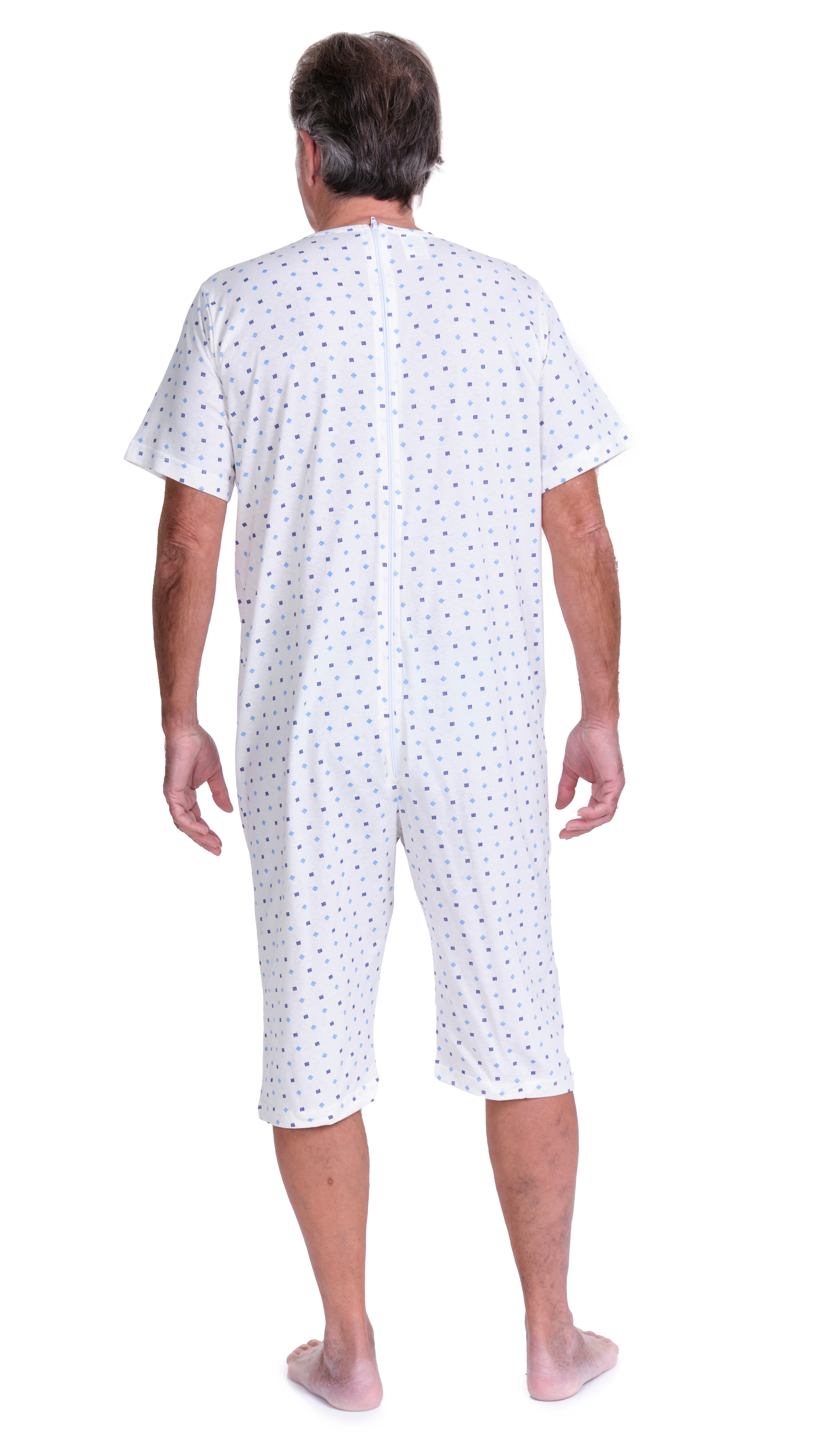 Pigiama Sanitario Corto Unisex Estivo in Cotone con Zip Posteriore, manica corta e pantalone corto | per Anziani, Alzheimer | Ferrucci Comfort 9012/5 - Image 5