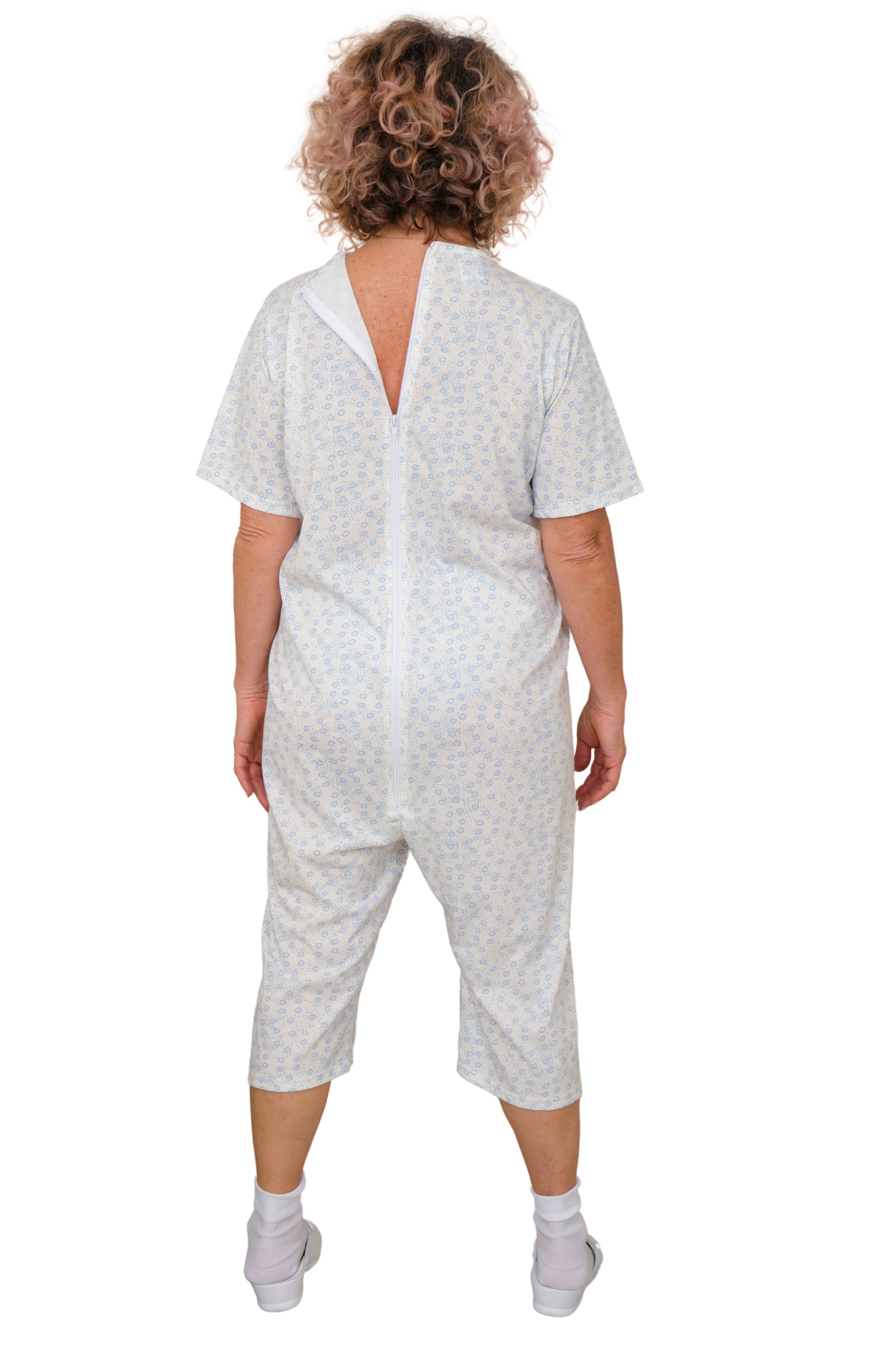 Pigiama Sanitario Corto Unisex Estivo in Cotone con Zip Posteriore, manica corta e pantalone corto | per Anziani, Alzheimer | Ferrucci Comfort 9012/5 - Image 7
