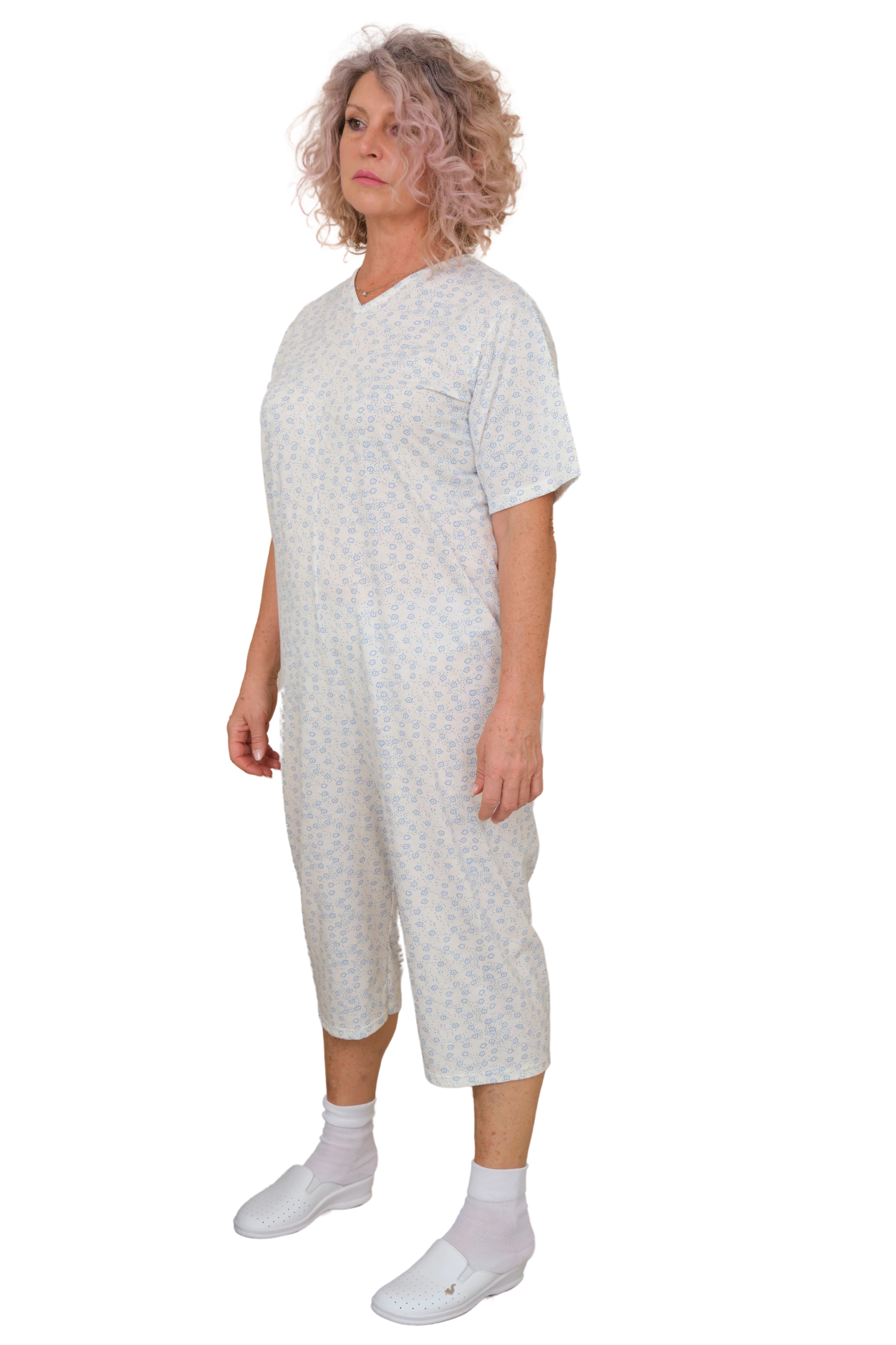 Pigiama Sanitario Corto Unisex Estivo in Cotone con Zip Posteriore, manica corta e pantalone corto | per Anziani, Alzheimer | Ferrucci Comfort 9012/5 - Image 8
