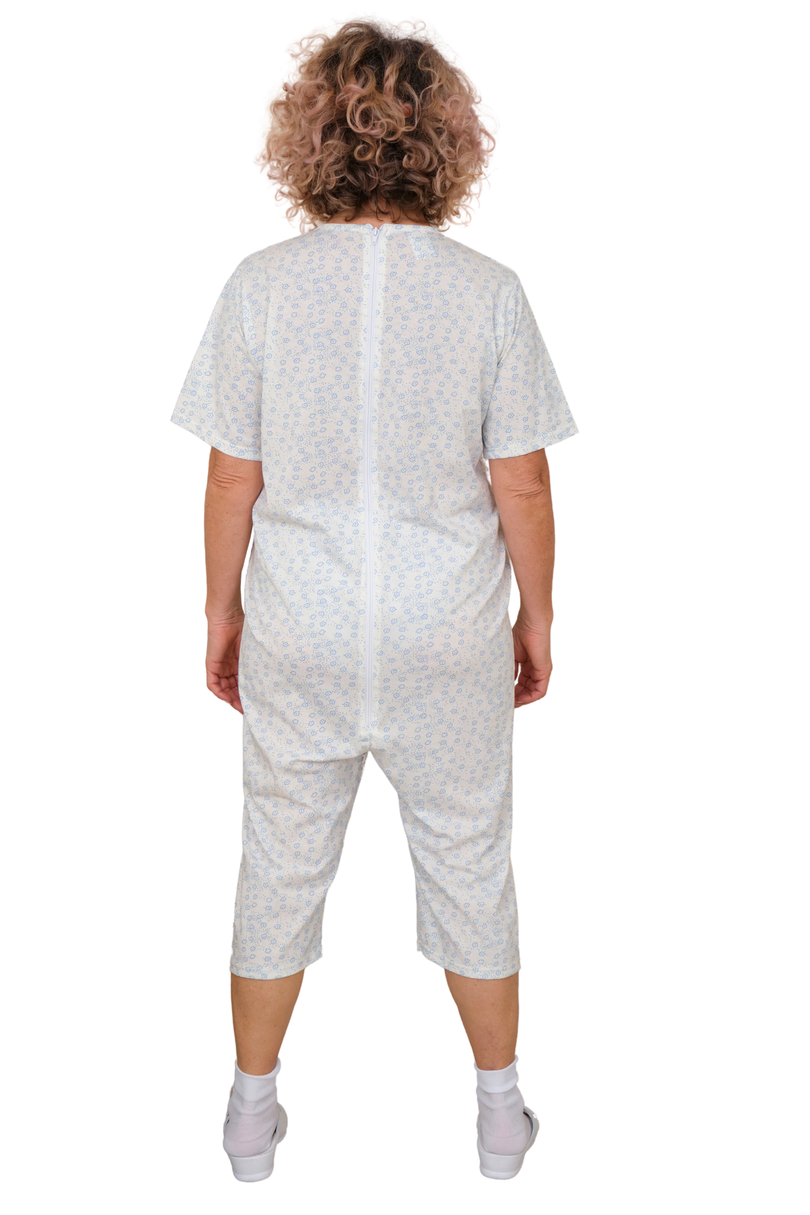 Pigiama Sanitario Corto Unisex Estivo in Cotone con Zip Posteriore, manica corta e pantalone corto | per Anziani, Alzheimer | Ferrucci Comfort 9012/5 - Image 9