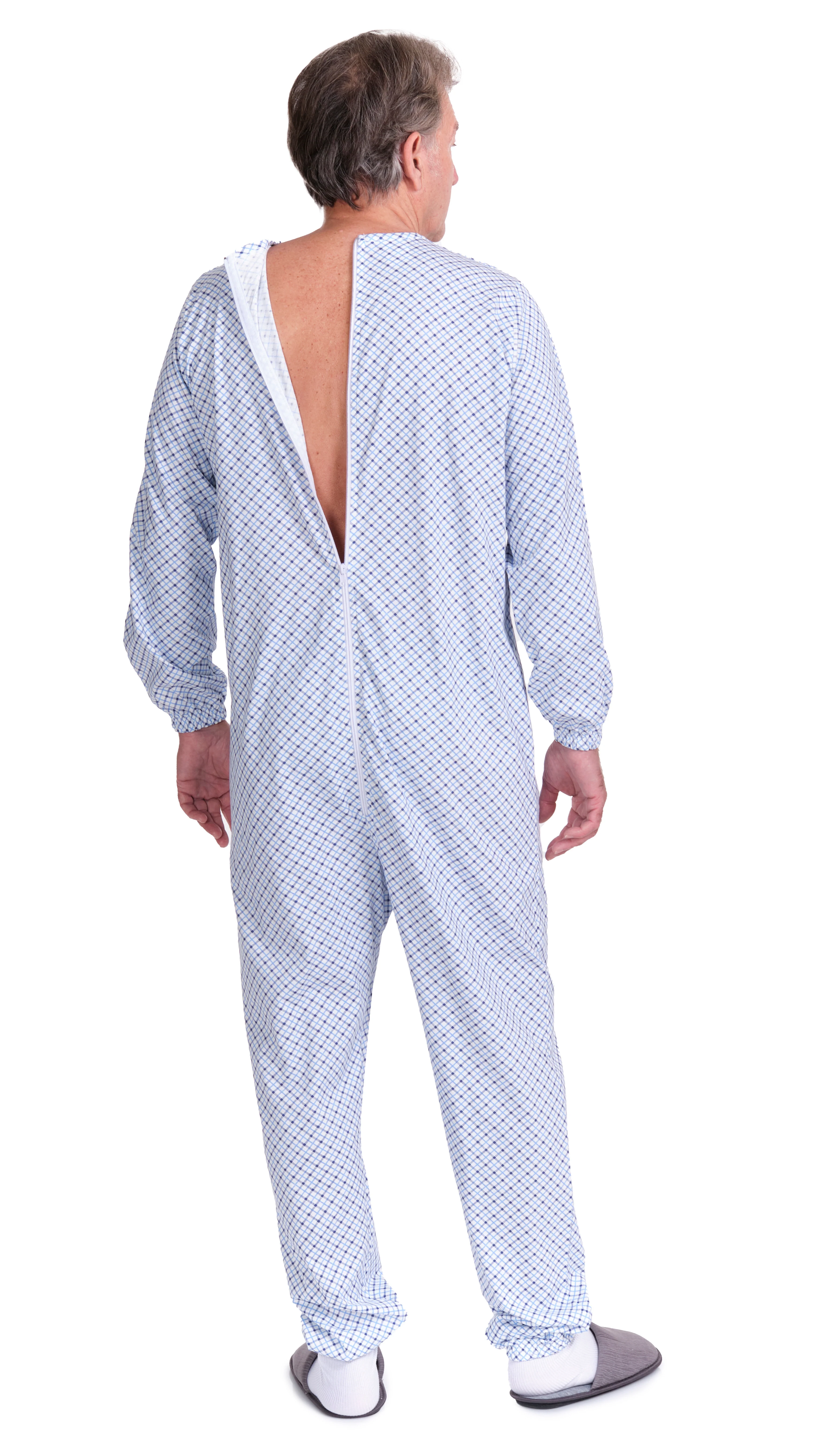 Pigiama Sanitario Estivo 100% Cotone con Zip sul Dorso | Tutone per Anziani, Alzheimer, Incontinenza | Ferrucci Comfort - 9012/1 - Image 5