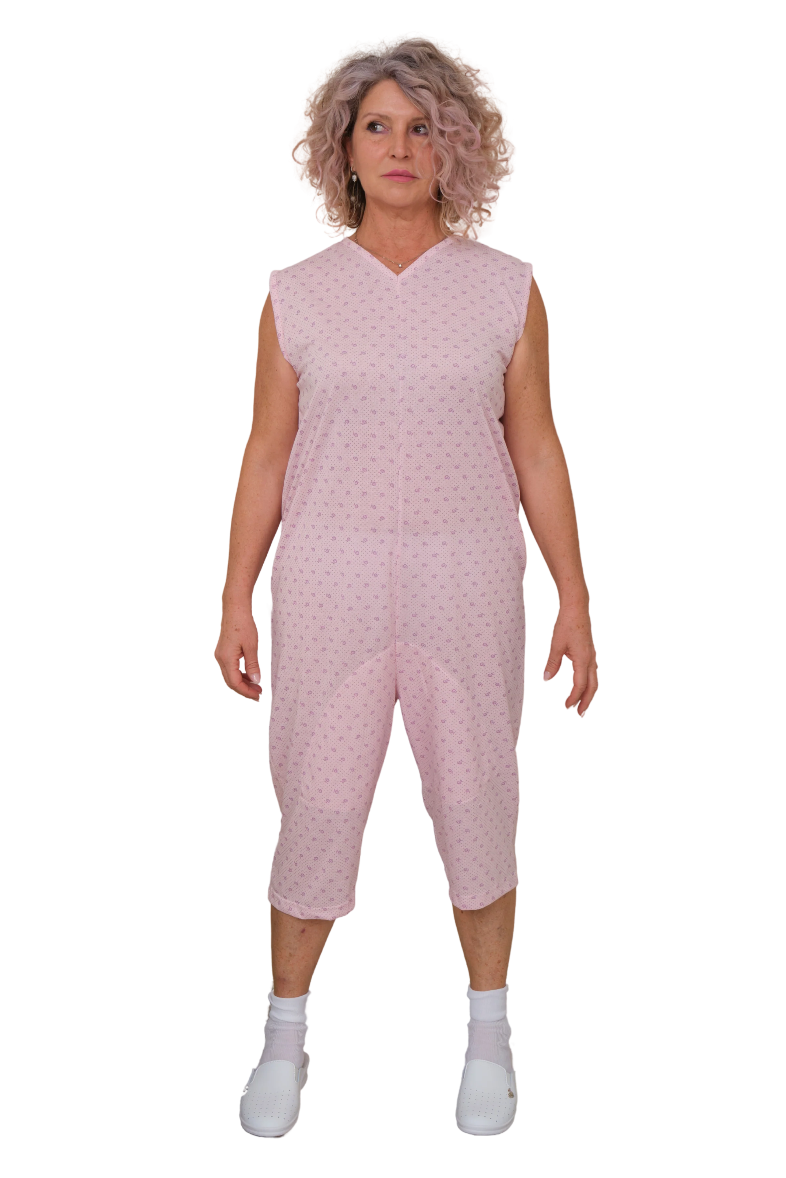 Pigiama Sanitario smanicato con pantalone corto con 1 zip/cerniera posteriore misto cotone poliestere - 9008/7 - Image 6