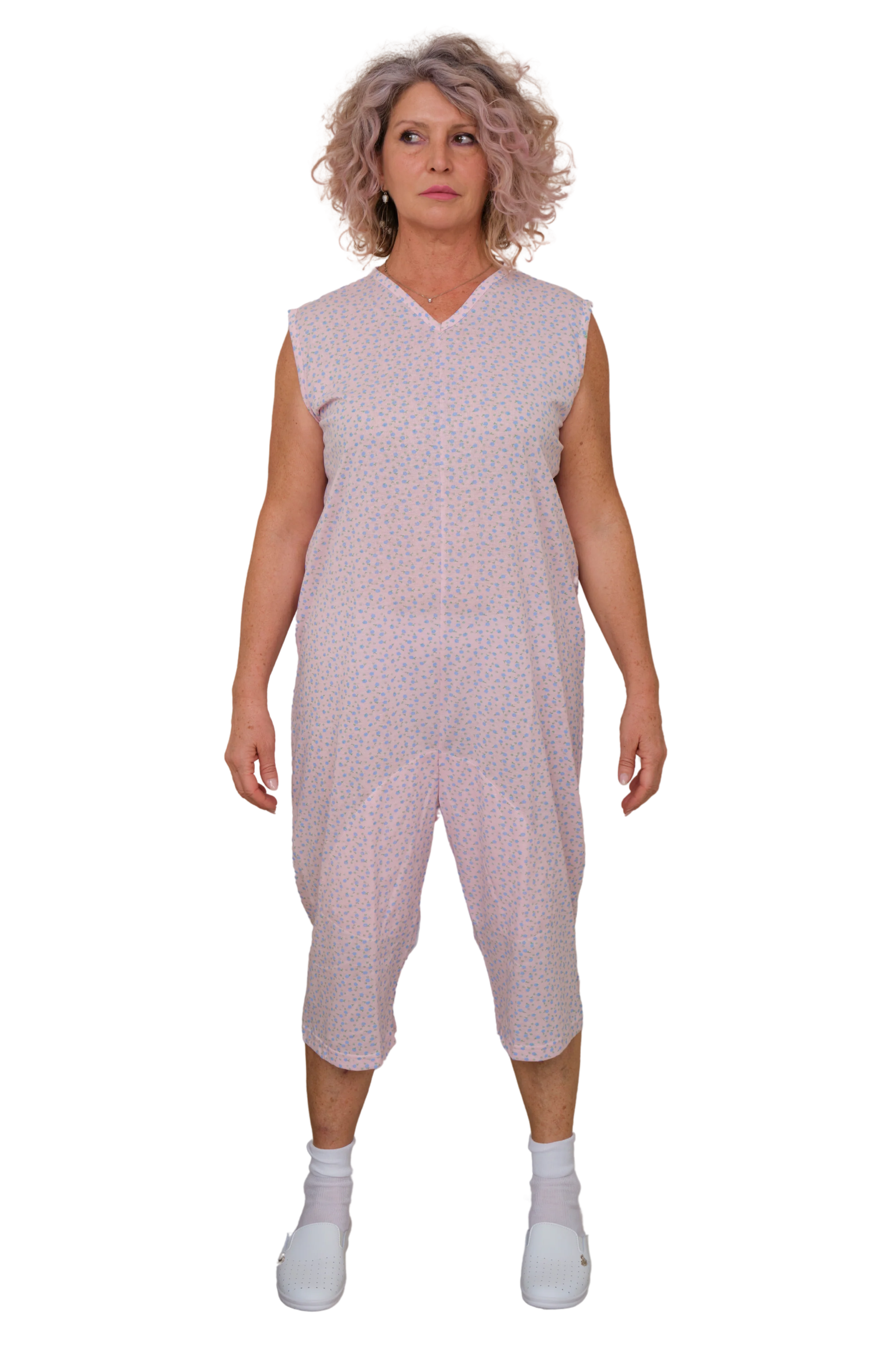 Pigiama Sanitario smanicato con pantalone corto con 2 zip/cerniere misto cotone poliestere - 9008/8