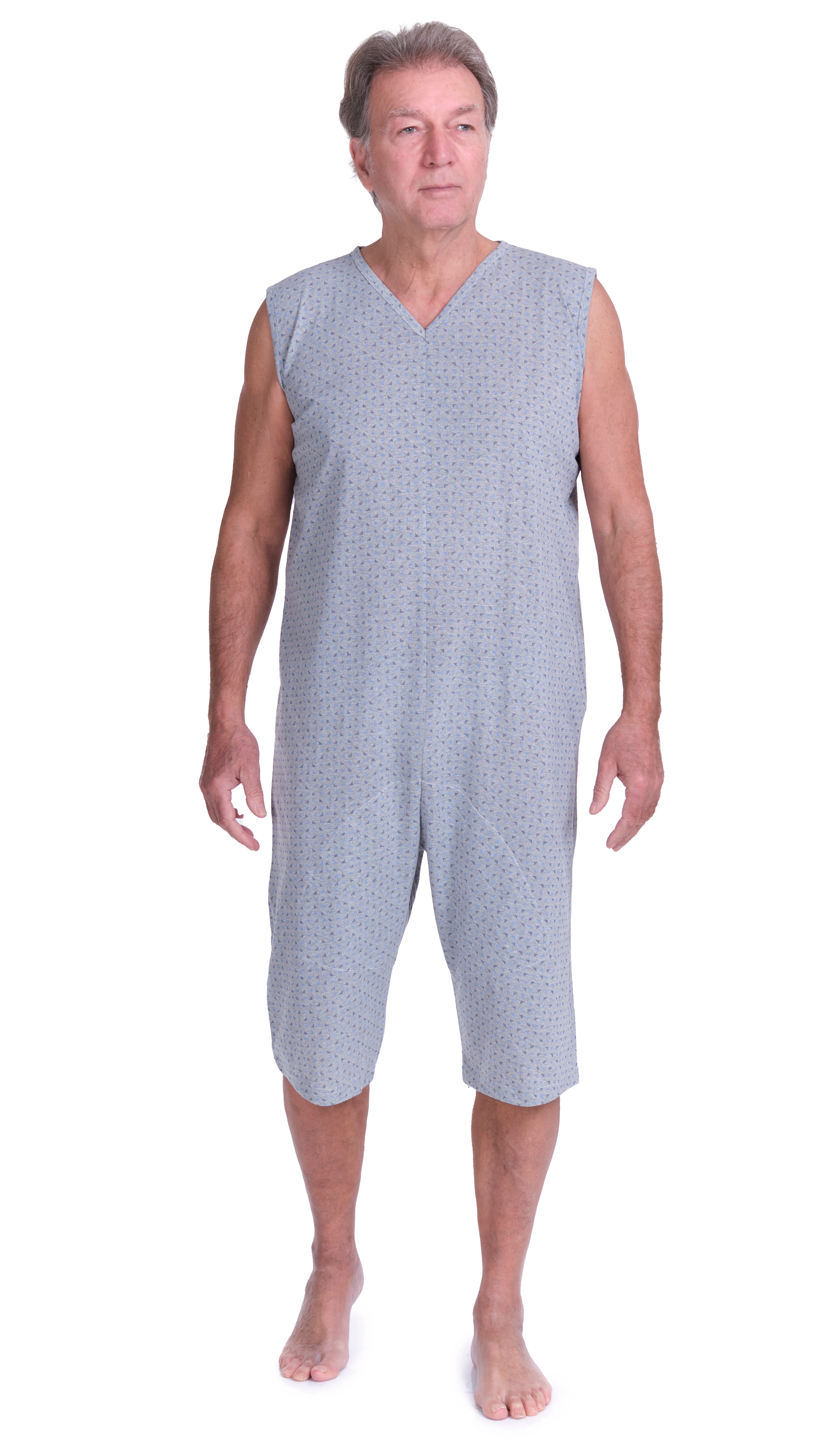 Pigiama Sanitario smanicato con pantalone corto con 2 zip/cerniere misto cotone poliestere - 9008/8 - Image 5