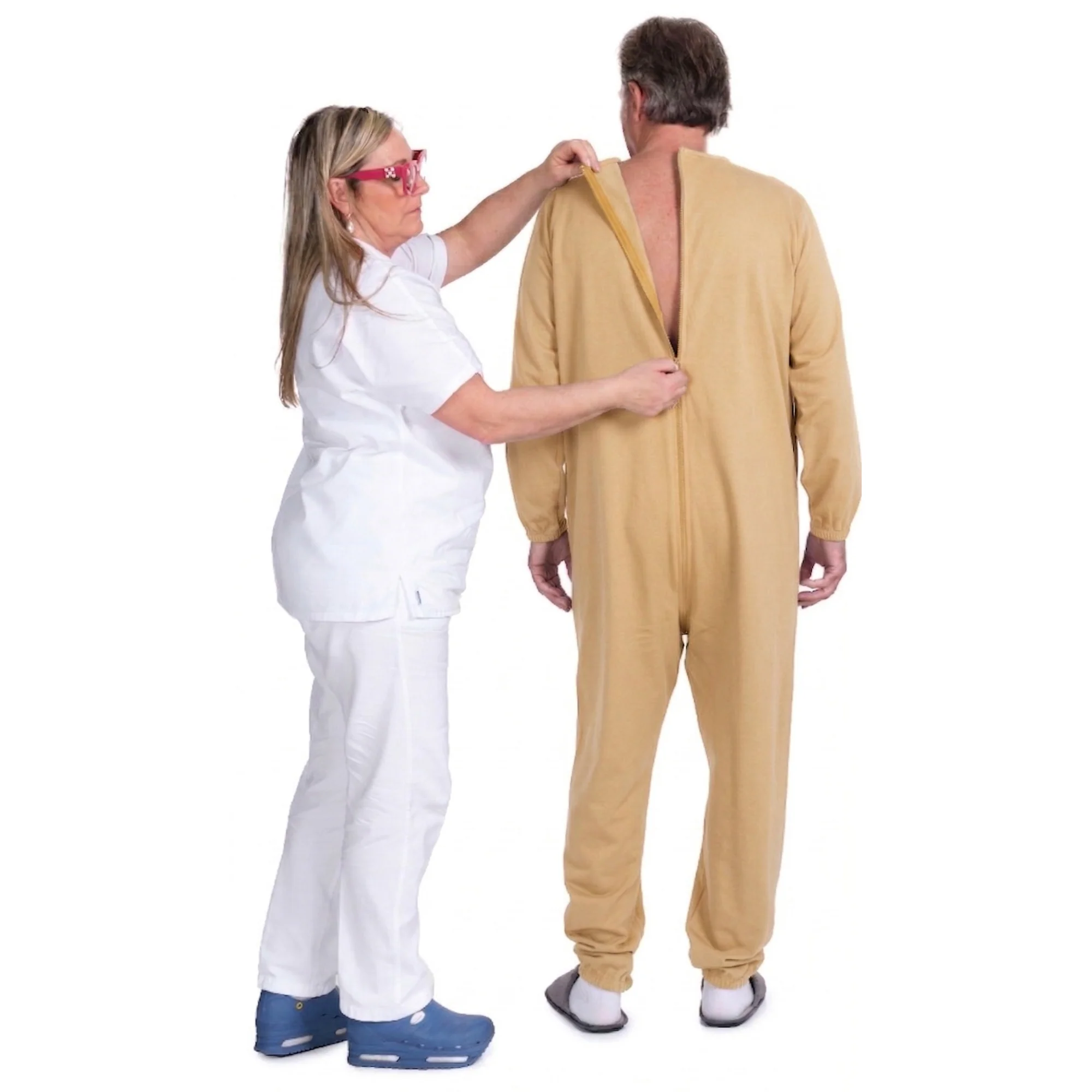 Pigiama Tutone Sanitario Invernale Felpato Unisex con Cerniera sul Dorso - 9078-F - per Anziani, Incontinenza e Alzheimer - Image 11