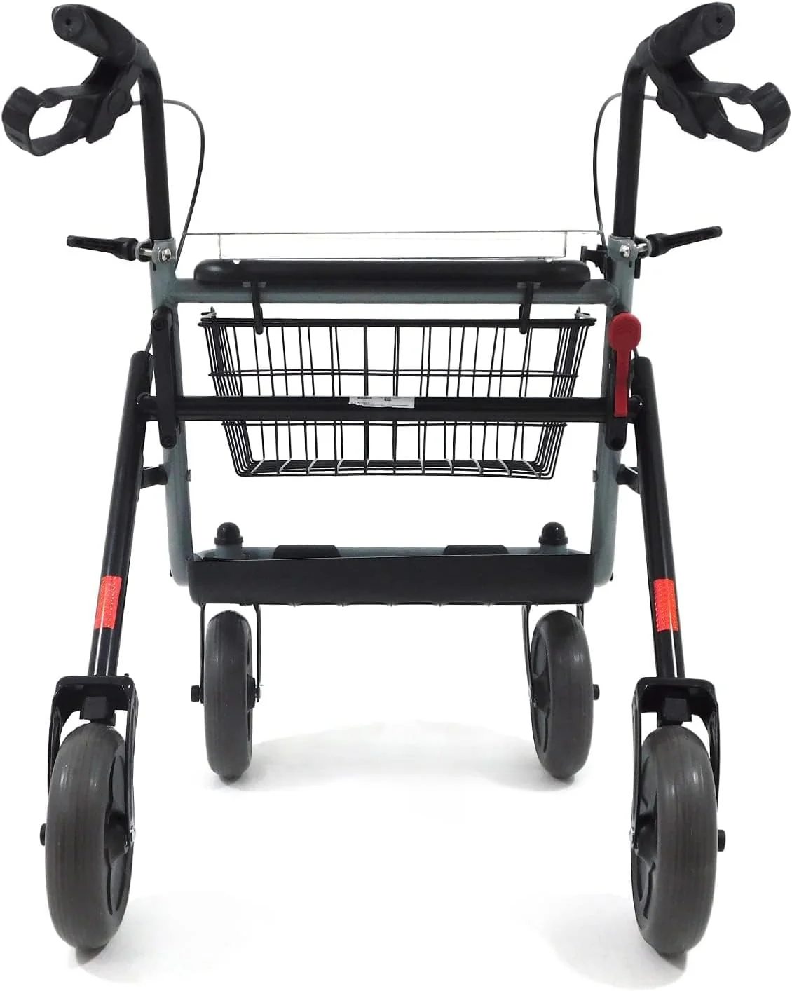 Deambulatore Girello per Anziani e Disabili Pieghevole e Regolabile con 4 Ruote, Rollator con Freni di Stazionamento, Seduta e Cestino per esterni e interni - Image 3