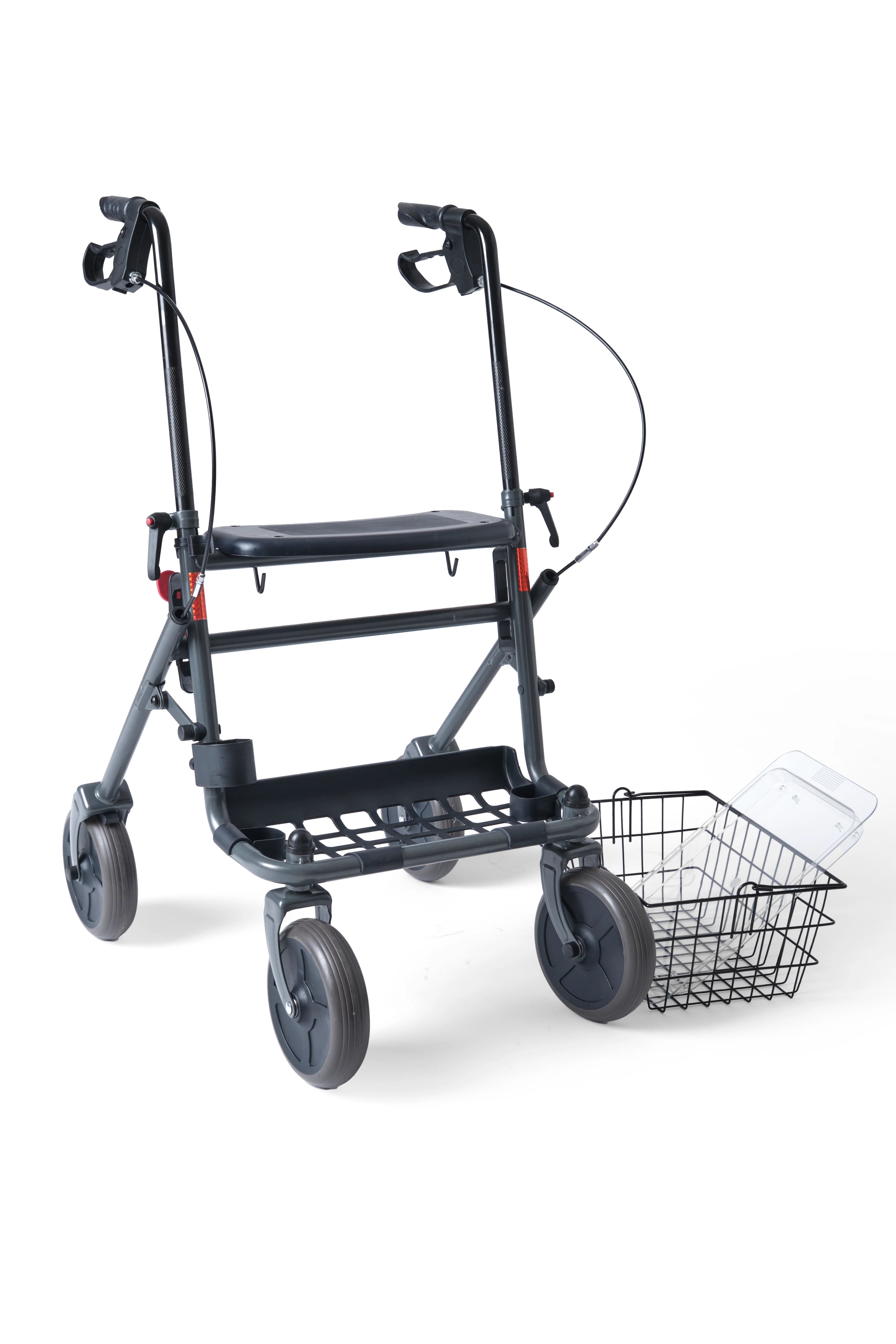 Deambulatore Girello per Anziani e Disabili Pieghevole e Regolabile con 4 Ruote, Rollator con Freni di Stazionamento, Seduta e Cestino per esterni e interni - Image 6