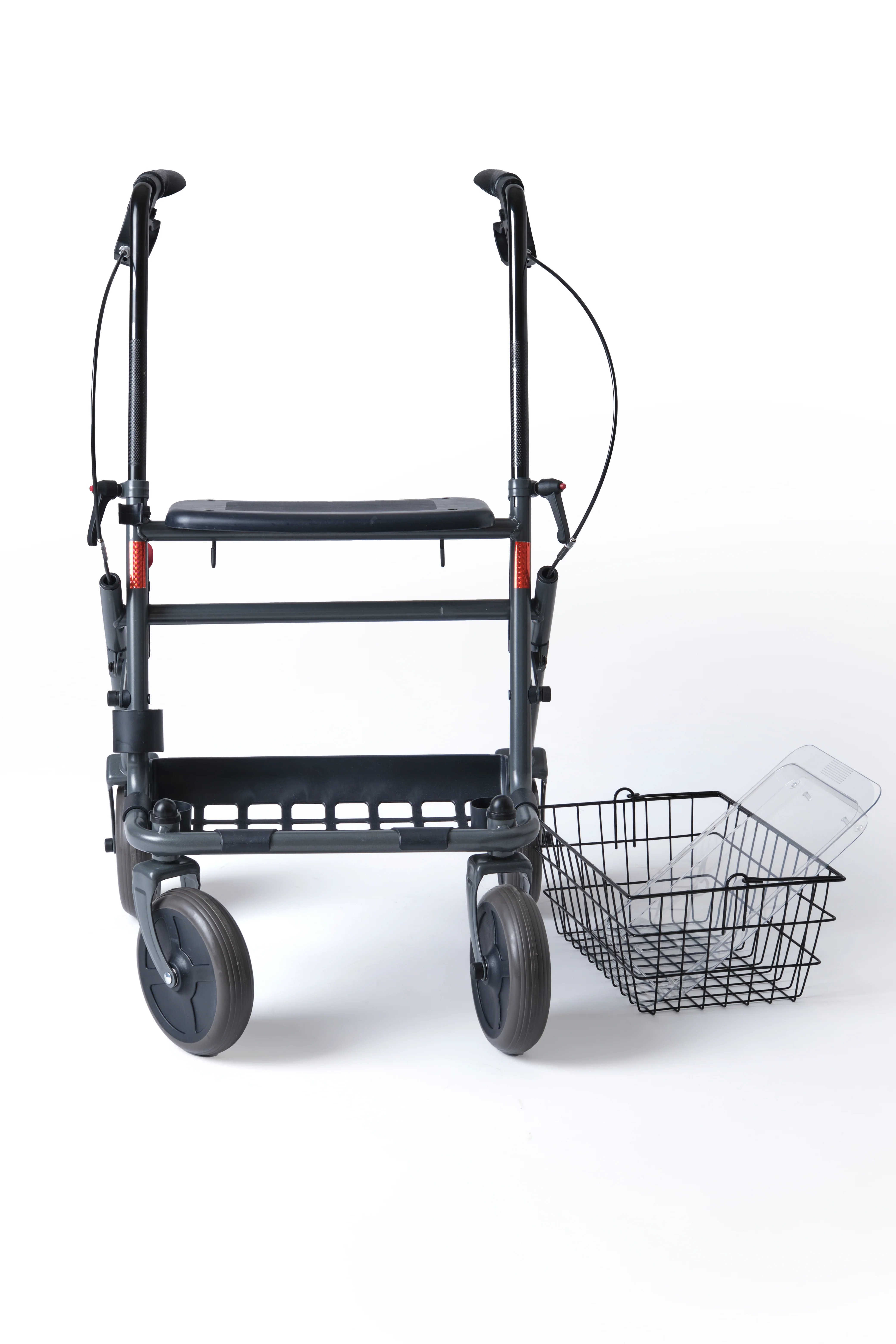 Deambulatore Girello per Anziani e Disabili Pieghevole e Regolabile con 4 Ruote, Rollator con Freni di Stazionamento, Seduta e Cestino per esterni e interni - Image 9