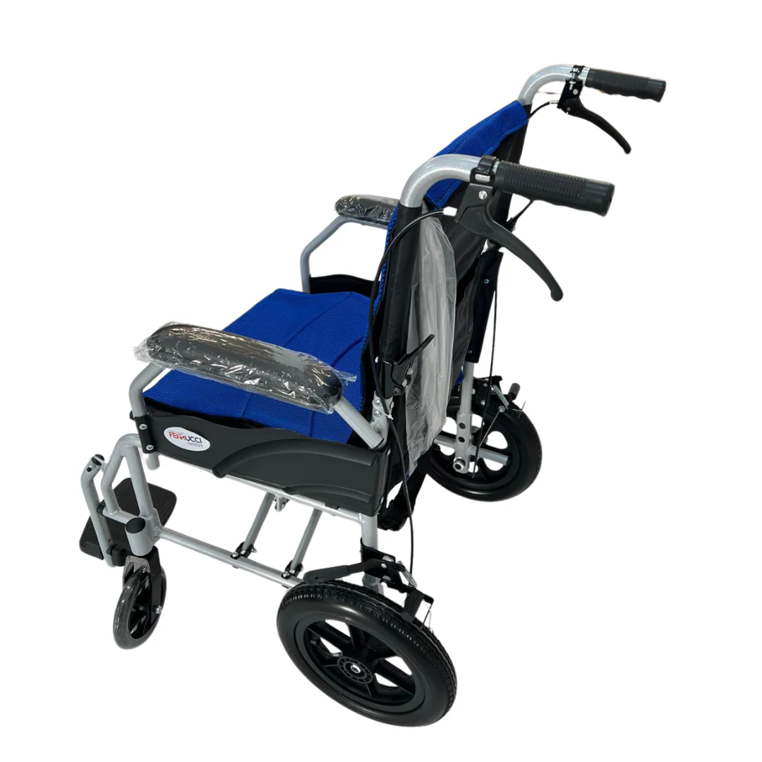 Sedia a rotelle da transito dimensioni ridotte ideale per interni e luoghi stretti - Larghezza seduta 45cm - Image 7
