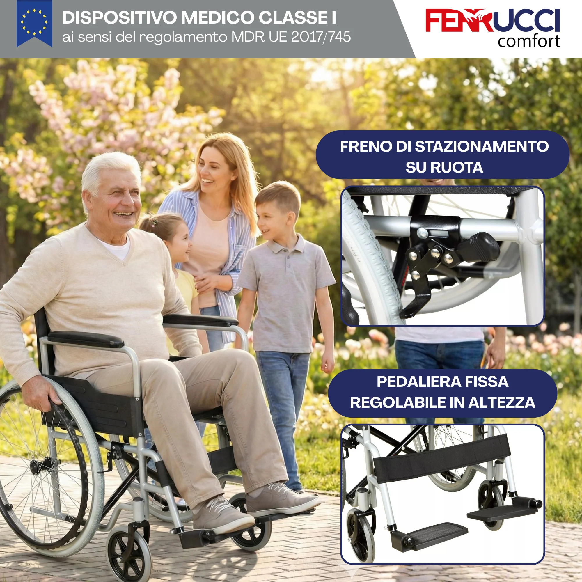 Sedia a Rotelle Pieghevole Ortopedica in Acciaio ad Autospinta - Leggera e Comoda - Image 3