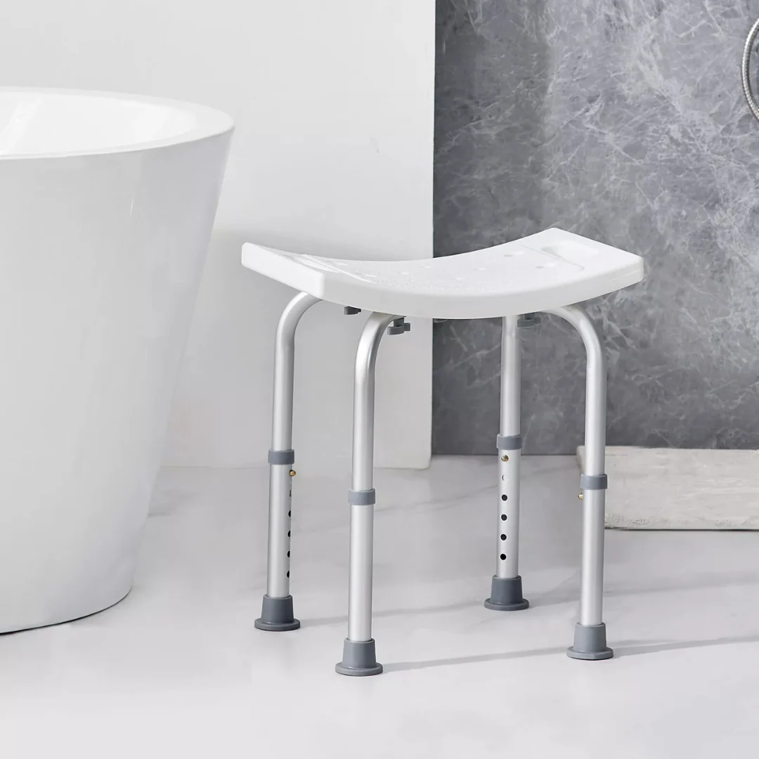 Sgabello Doccia Sedile da Bagno, Altezza regolabile, Alluminio Antiruggine, Piedini Antiscivolo in Gomma, per Anziani e Disabili o Riabilitazione - Image 5
