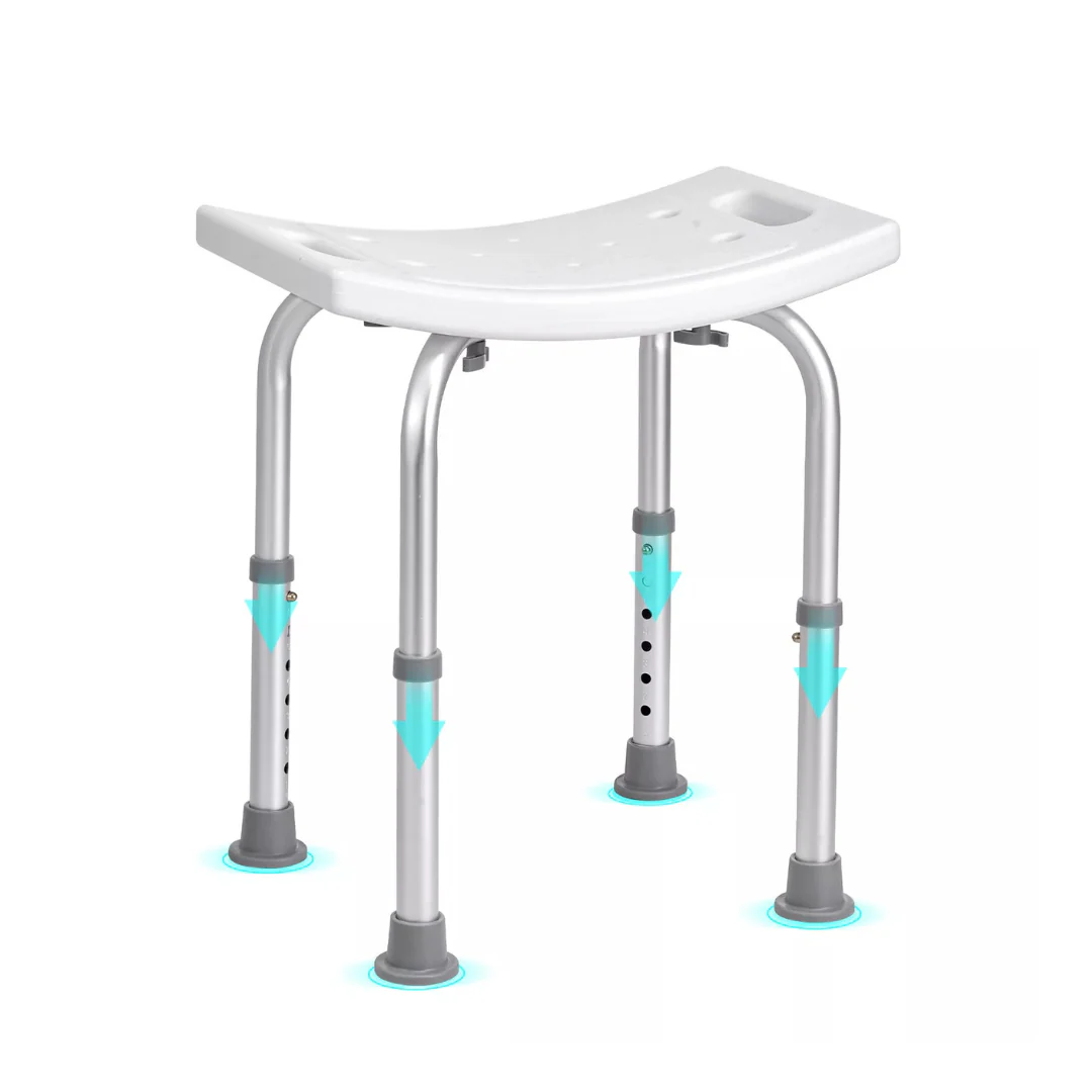 Sgabello Doccia Sedile da Bagno, Altezza regolabile, Alluminio Antiruggine, Piedini Antiscivolo in Gomma, per Anziani e Disabili o Riabilitazione - Image 6