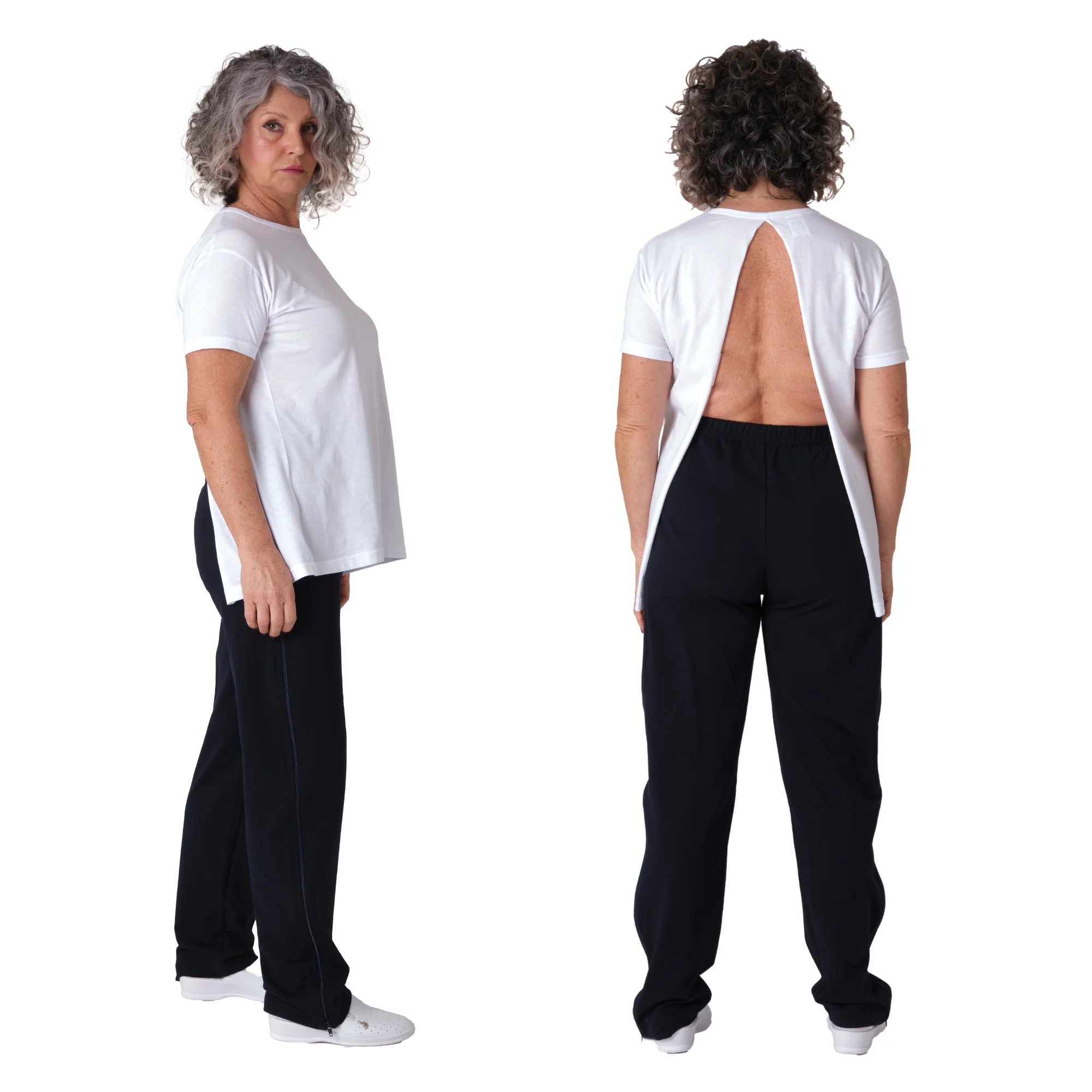 T-Shirt Sanitaria Aperta Posteriormente, Ideale Post Chirurgia e per Medicazioni Rapide, per Pazienti Allettati, Senza Chiusura Posteriore 100% Cotone - Image 2