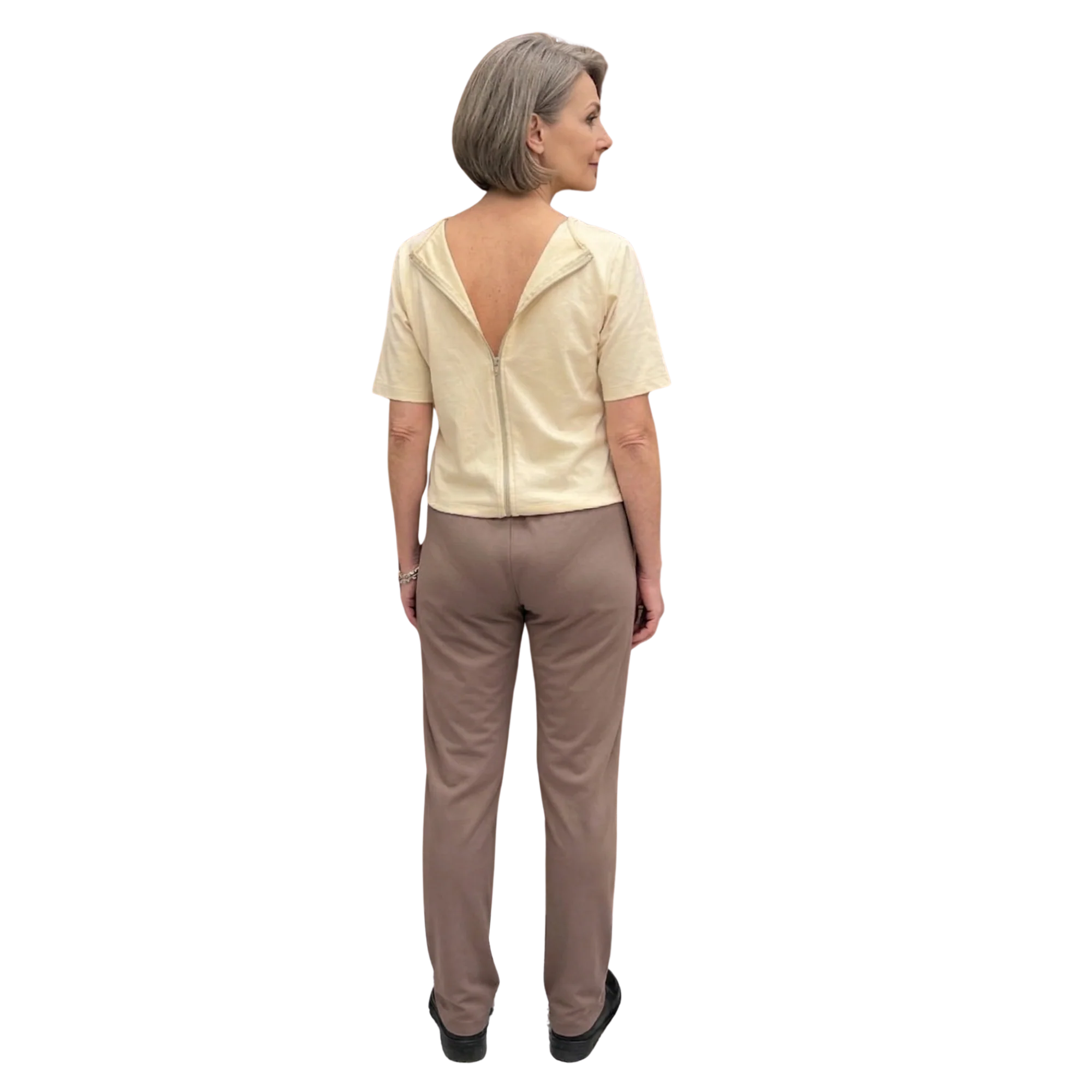 Tuta Donna Manica Corta per Anziane con Zip Posteriore, tessuto idrofobico | Abbigliamento Cotone Alzheimer | Ferrucci Comfort - 9027 MC PL - Image 3