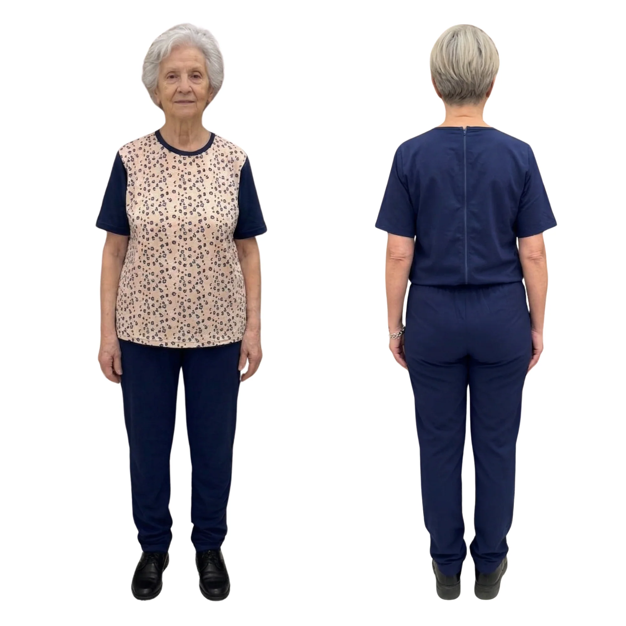 Tuta Donna Manica Corta per Anziane con Zip Posteriore, tessuto idrofobico | Abbigliamento Cotone Alzheimer | Ferrucci Comfort - 9027 MC PL - Image 5