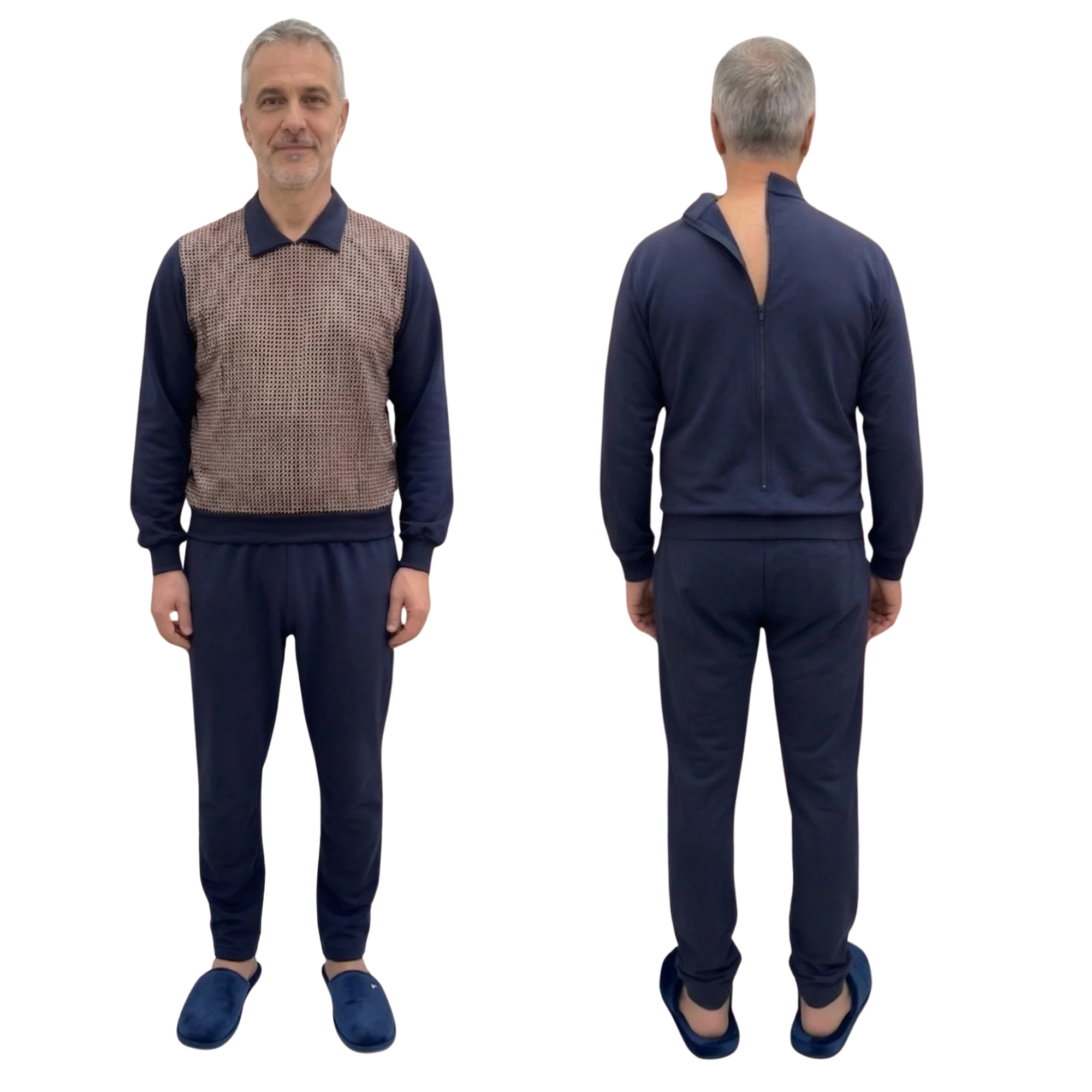 Tuta Polo Uomo Invernale per Anziani con Zip Posteriore, tessuto idrofobico | Abbigliamento Adattivo Alzheimer e Demenza | Ferrucci Comfort - 9024 - Image 6