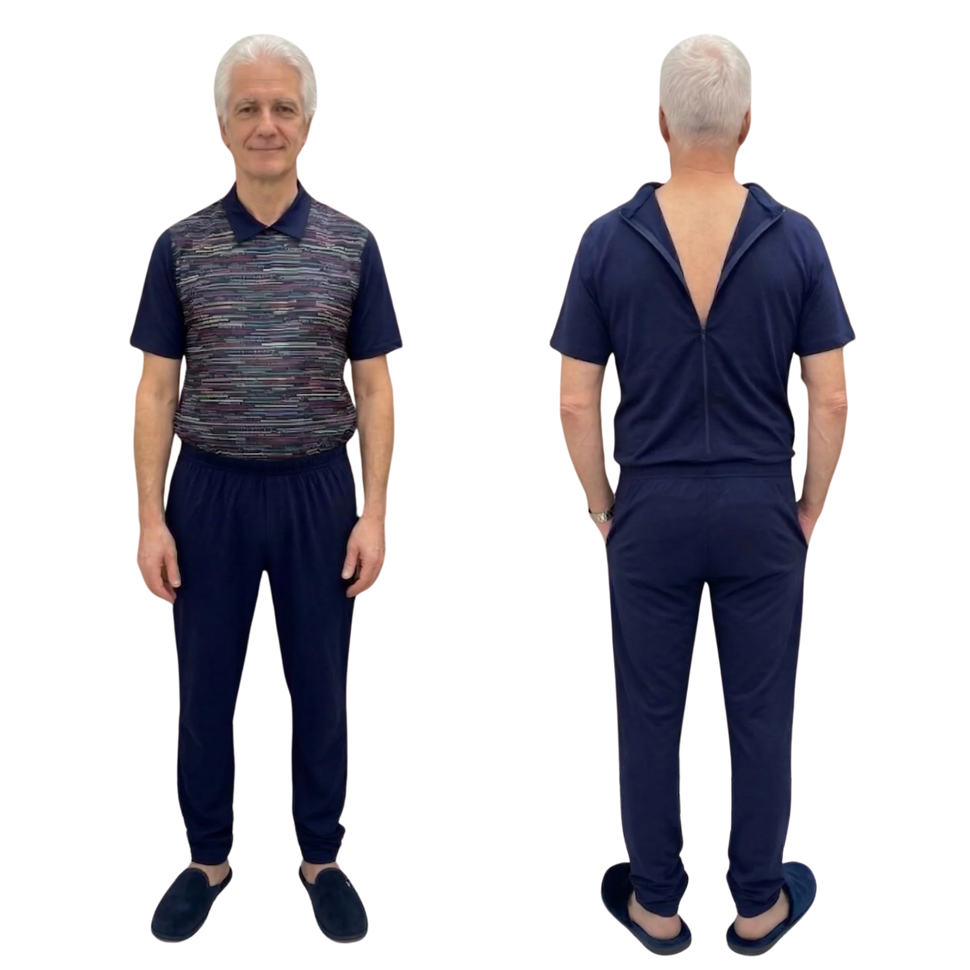 Tuta Estiva Uomo Cotone per Anziani con Zip Posteriore, tessuto idrofobico | Abbigliamento Alzheimer | Ferrucci Comfort - 9026 MC PL - Image 5