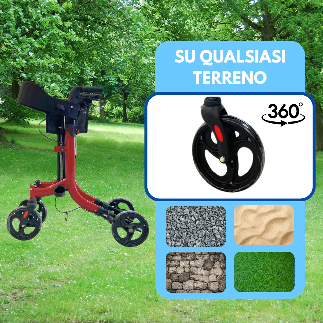 Deambulatore con Freni Pieghevole Regolabile Compatto in Alluminio, Girello per Anziani, - Cesto portaoggetti, 4 Ruote, Rollator - VITAWALK PRO SC5023B - Image 4